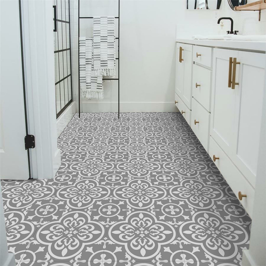 Vinyl Floor Tiles - Antique Slate - Non-Slip Peel and Stick Flooring