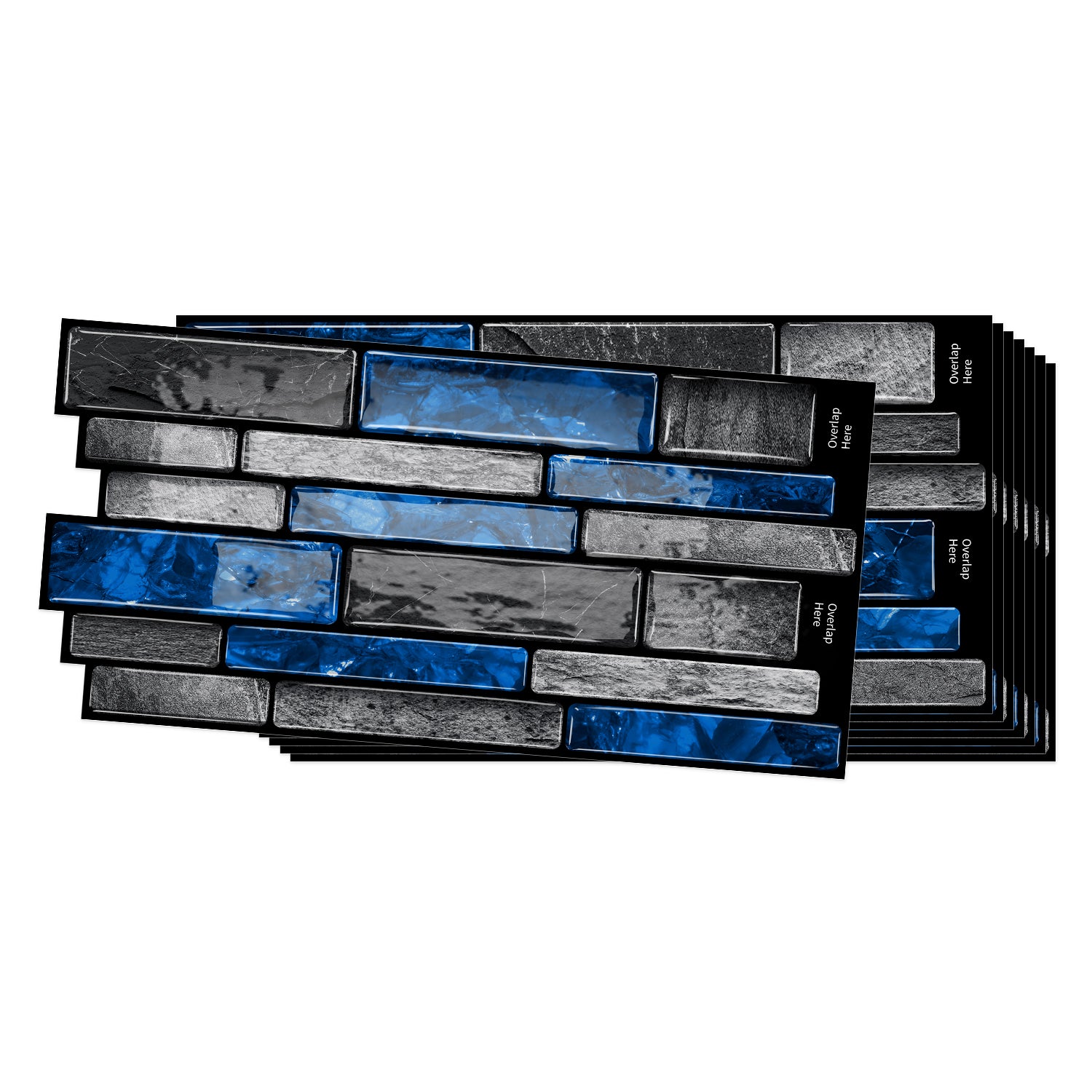 Midnight Blue Slate Faux Stone Gel Tiles - 3D Peel and Stick Splashback