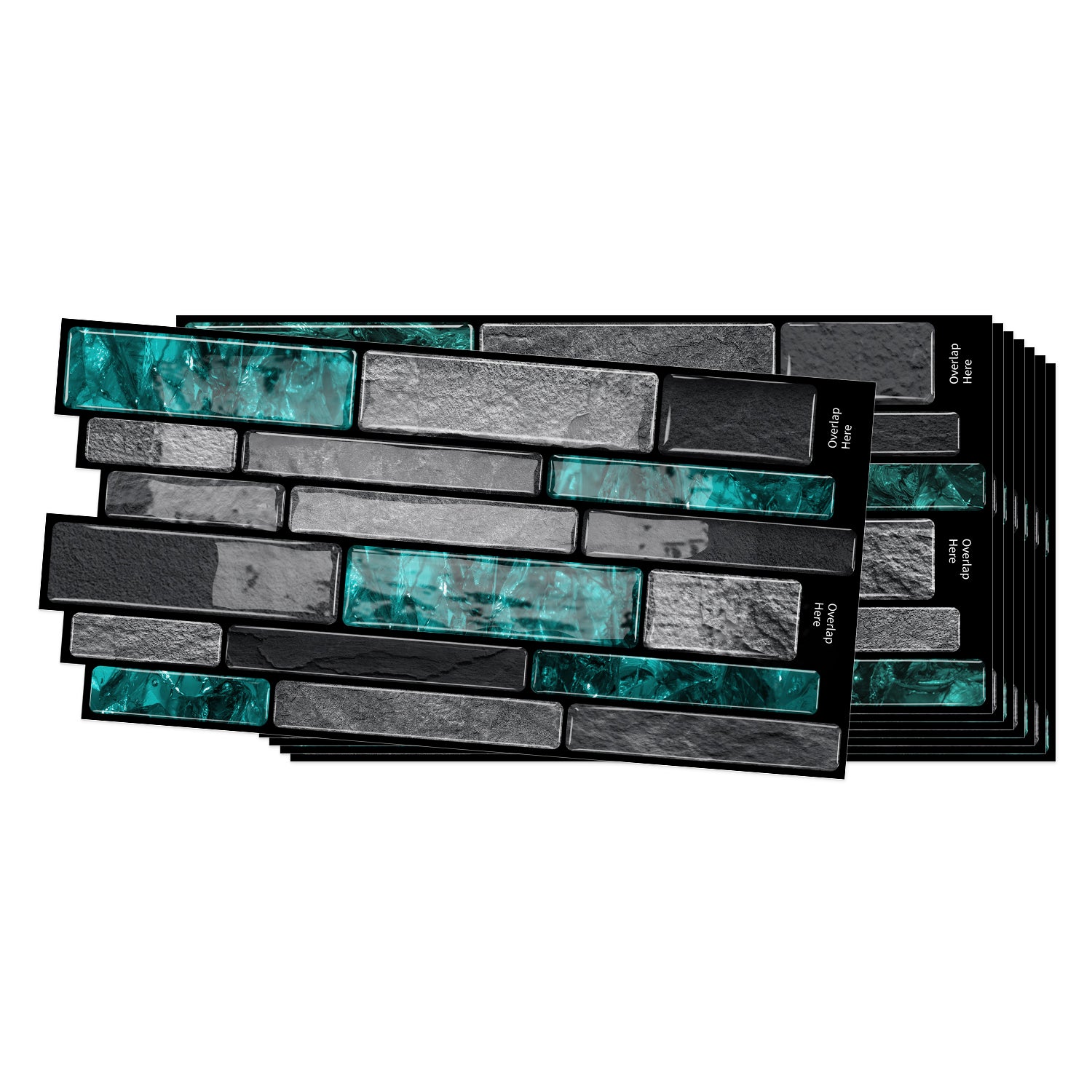 Emerald Green Slate Faux Stone Gel Tiles - 3D Peel and Stick Splashback