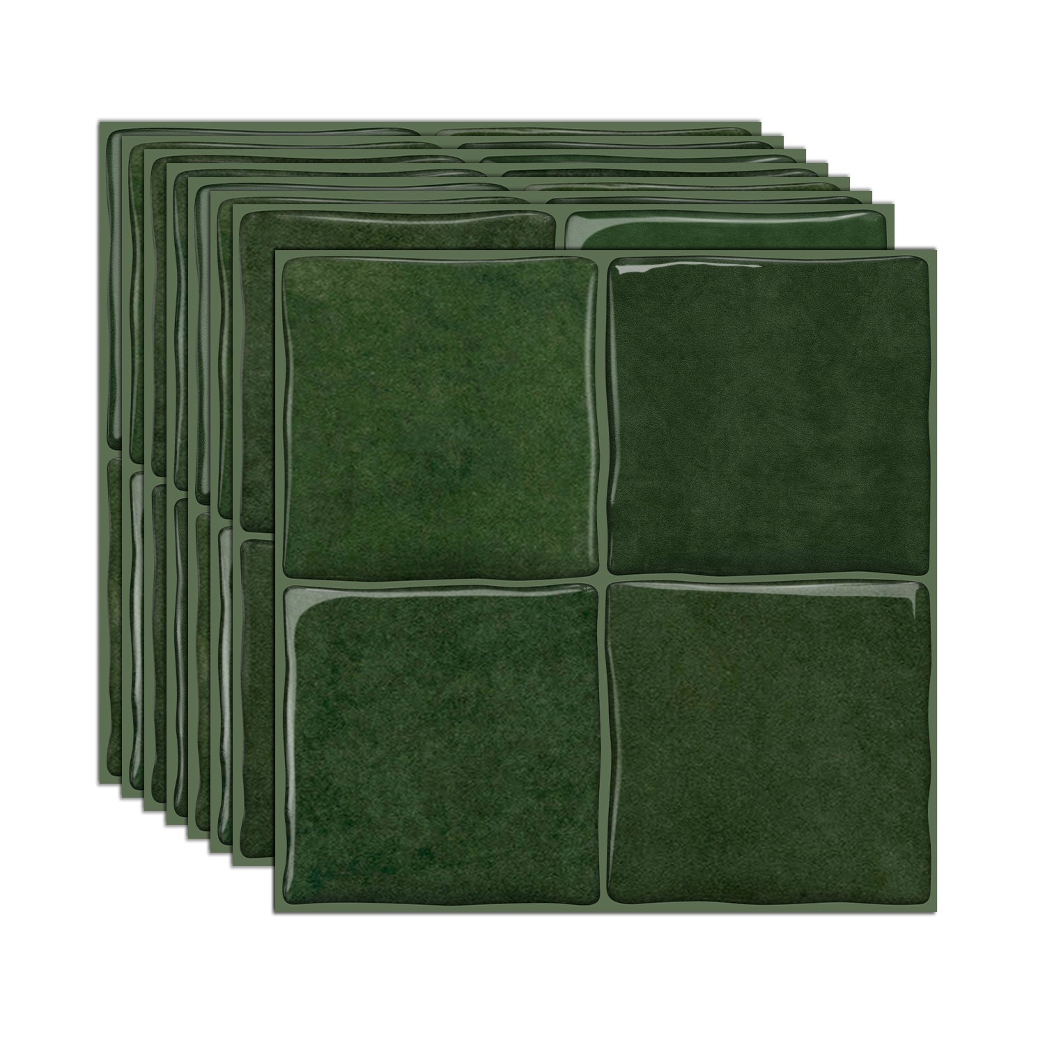 Vintage Green Square Grid Mosaic Tiles - 3D Gel Peel and Stick Splashback