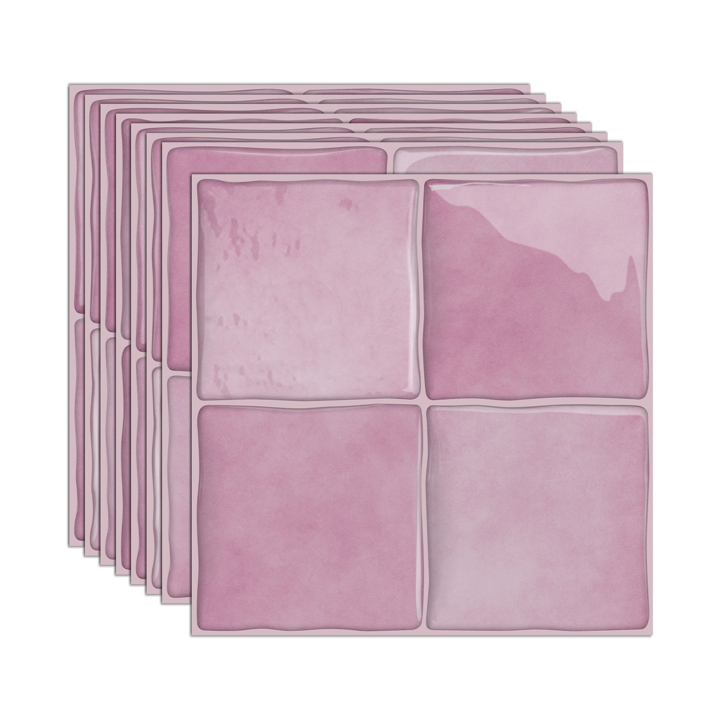 Rose Pink Square Grid Mosaic Tiles - 3D Gel Peel and Stick Splashback