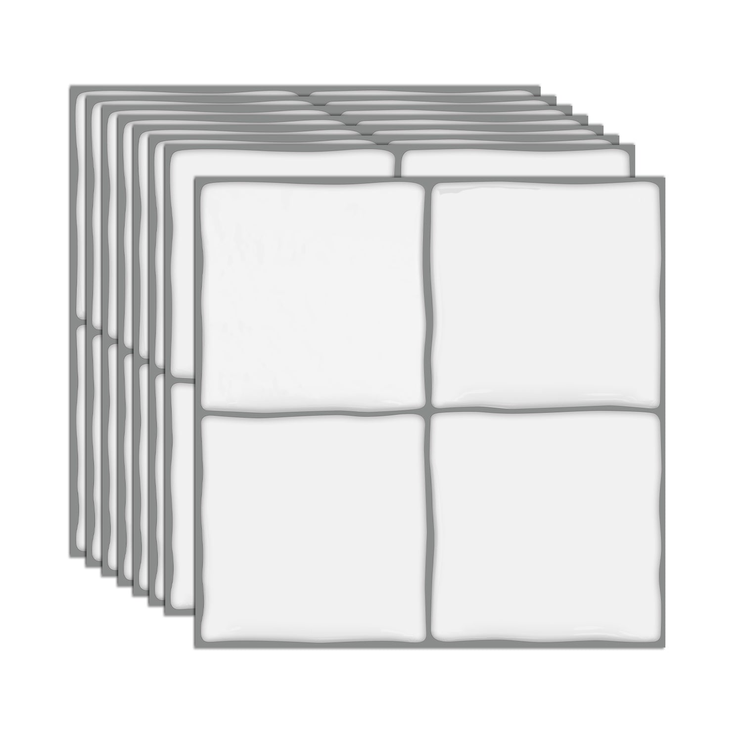 Classic White Square Grid Mosaic Tiles - 3D Gel Peel and Stick Splashback