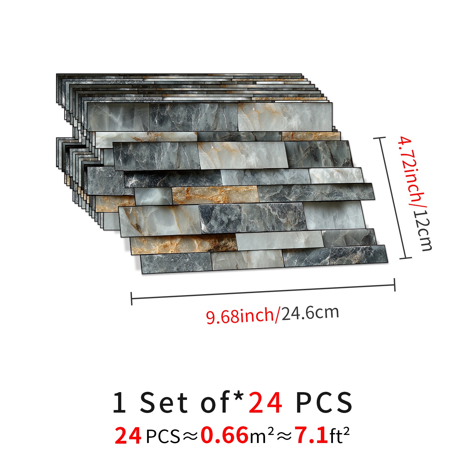 Linear Mosaic Tile Stickers - Bronze Black - High Gloss Crystal Film