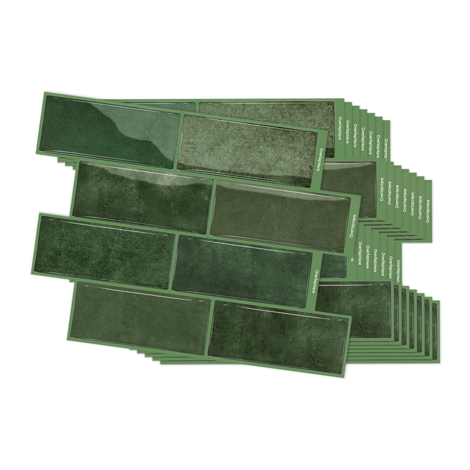 High Gloss 3D Metro Tiles - Vintage Green - Self Adhesive Bathroom & Kitchen Splashback