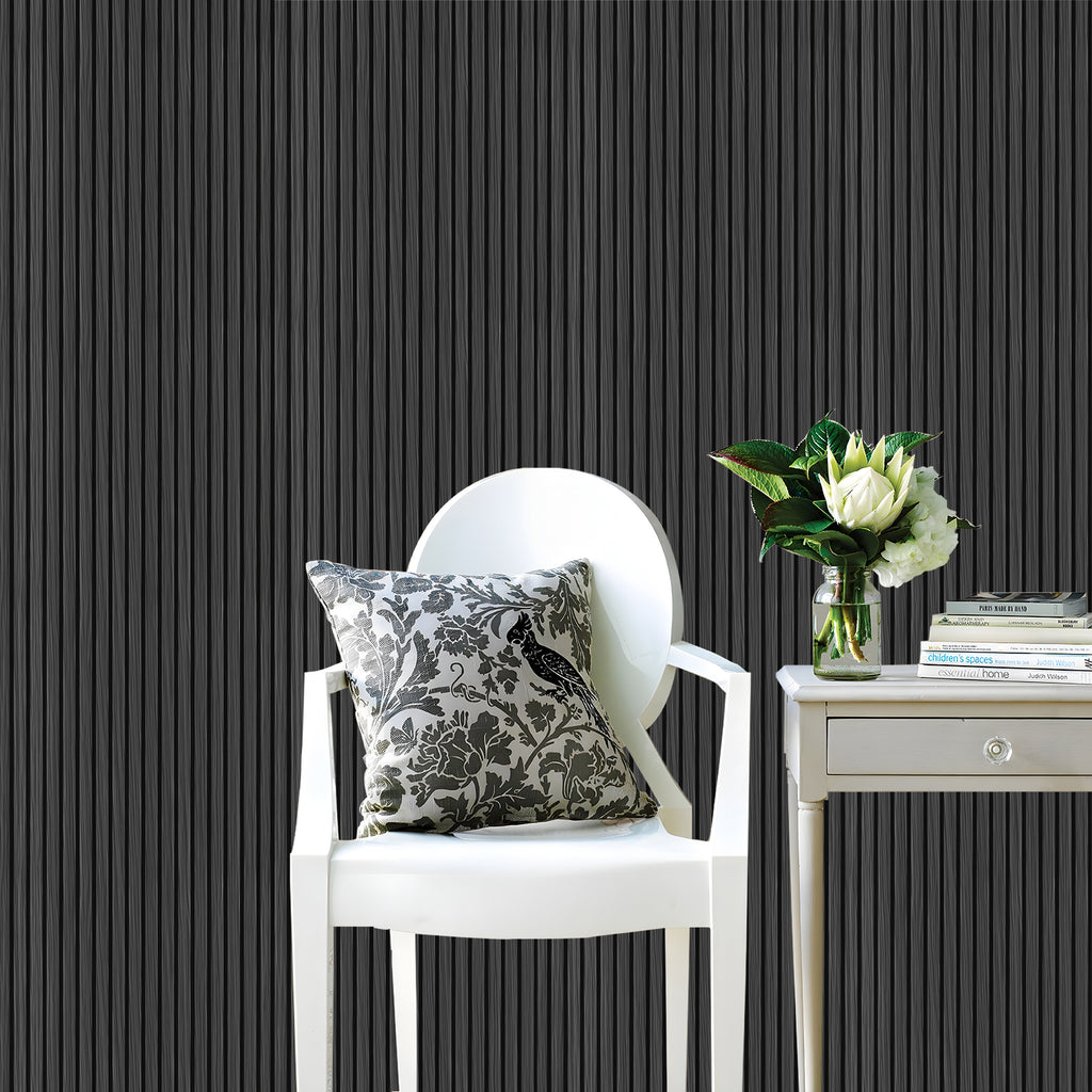 Sticky Back Plastic Vinyl Wrap - Ebony Slat - For Furniture & Kitchen Cupboards