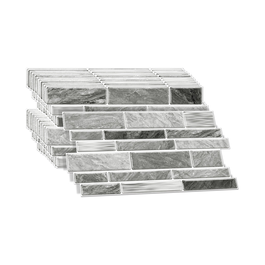 Linear Mosaic Tile Stickers - Gray & White - High Gloss Crystal Film