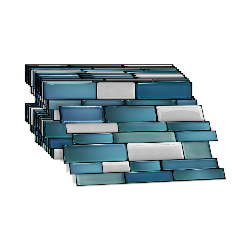 Linear Mosaic Tile Stickers - Lake Blue - High Gloss Crystal Film