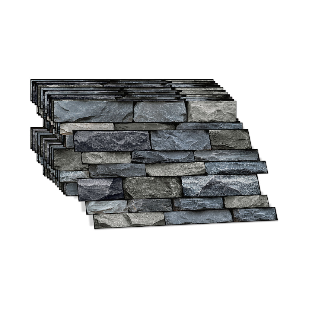 Linear Mosaic Tile Stickers - Grey Blue - High Gloss Crystal Film