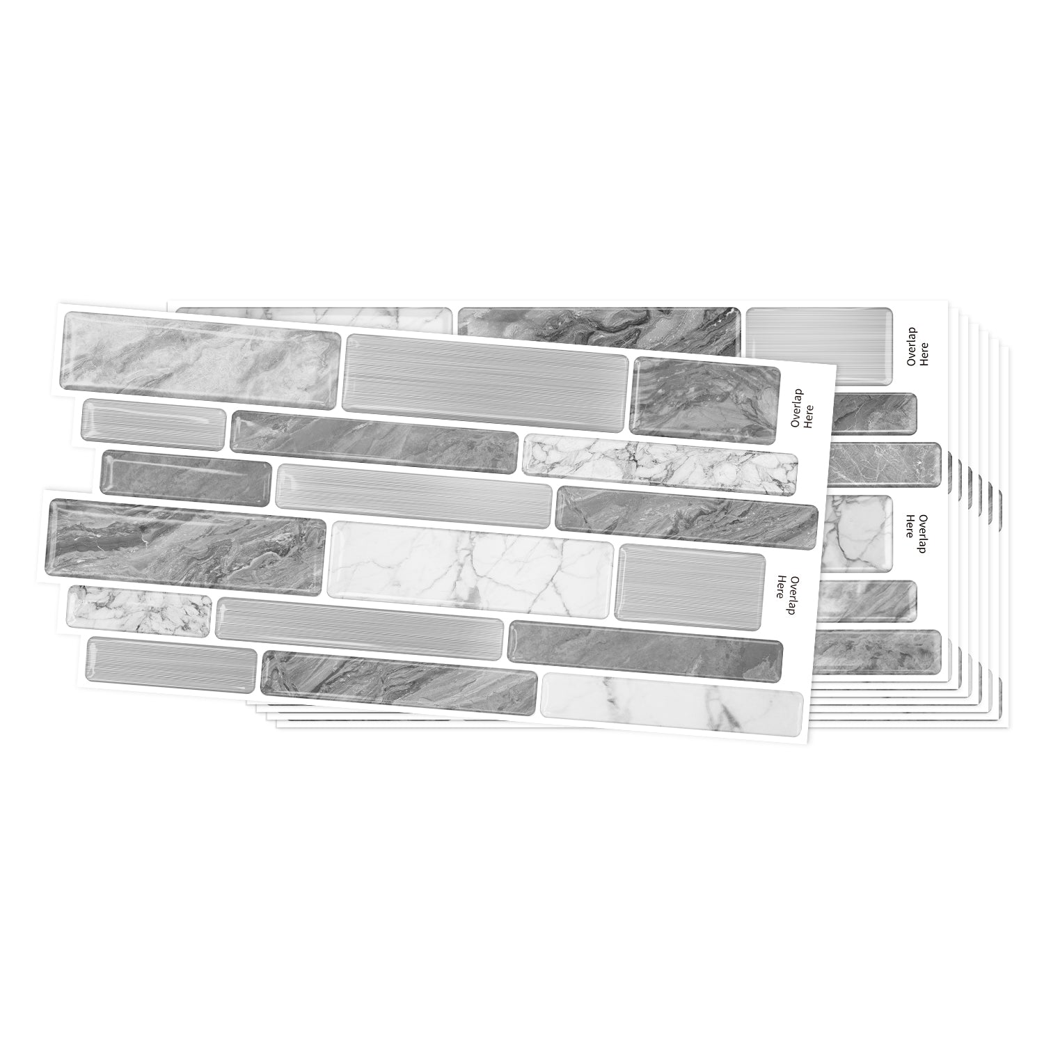 Silver Grey Marble 3D Gel Mosaic Tiles - Heat Resistant Stick on Splashback