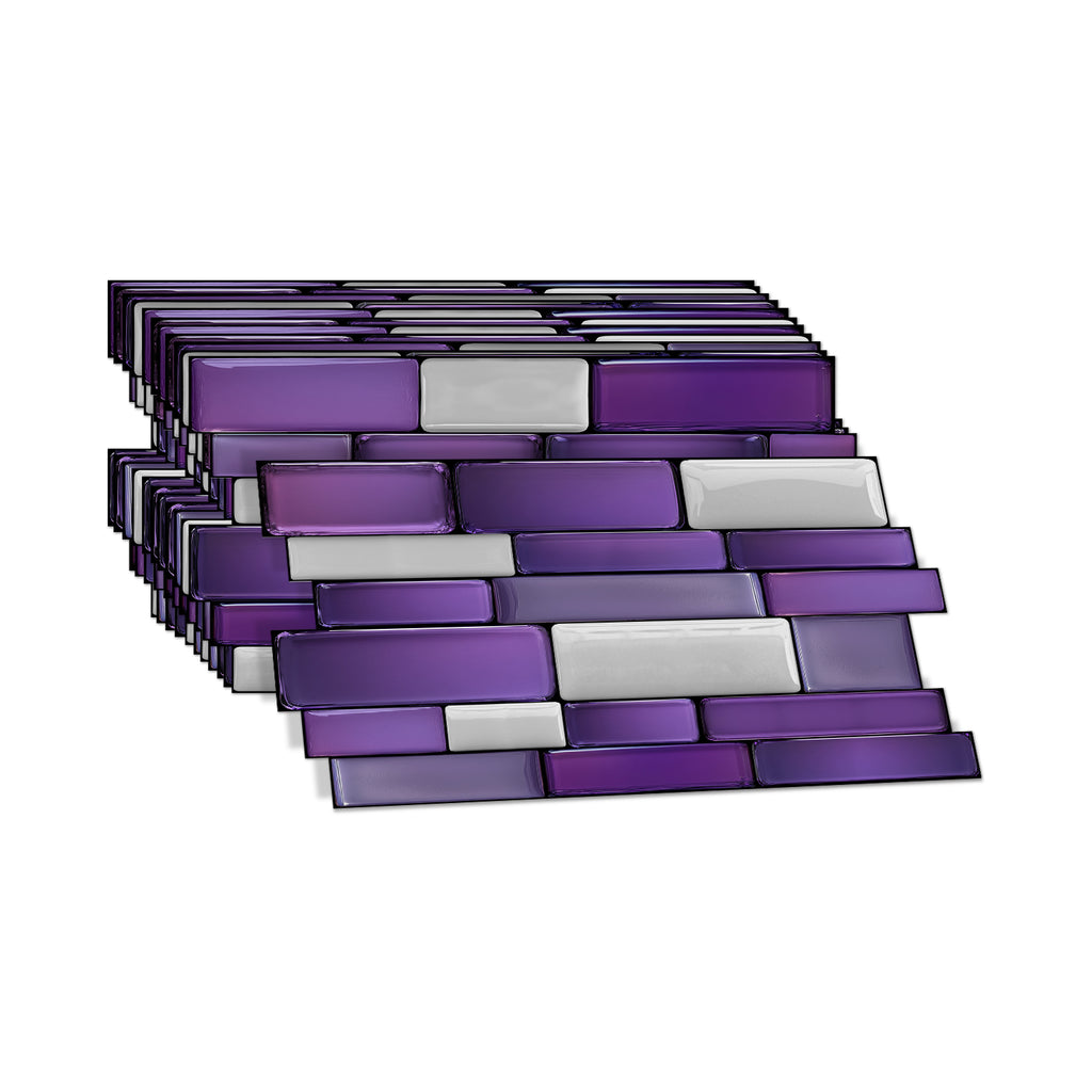 Linear Mosaic Tile Stickers - Purple Stone - High Gloss Crystal Film