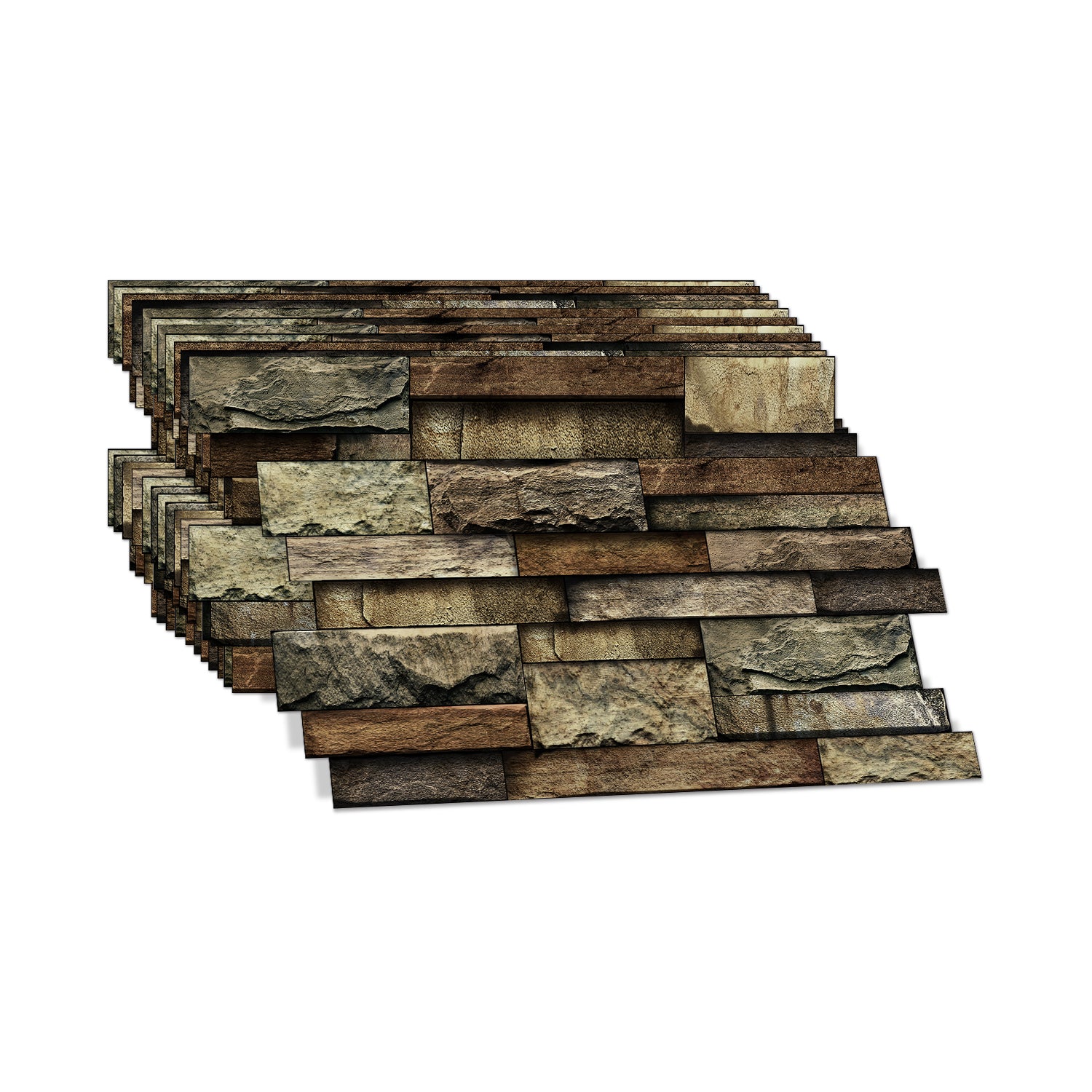 Linear Mosaic Tile Stickers - Brown Brick - High Gloss Crystal Film