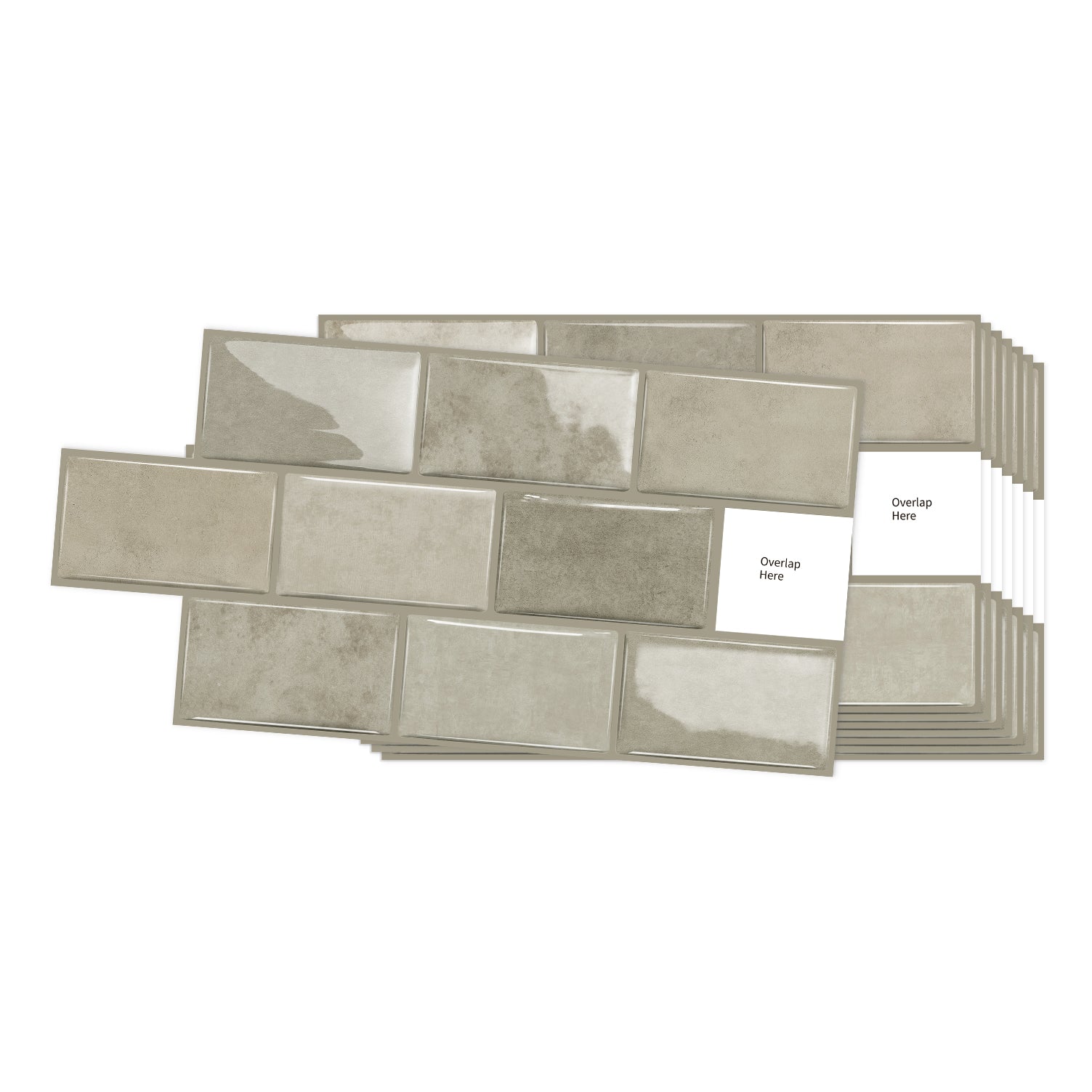 3D Gel Subway Tiles - Warm Taupe - Premium Peel and Stick Kitchen Splashback