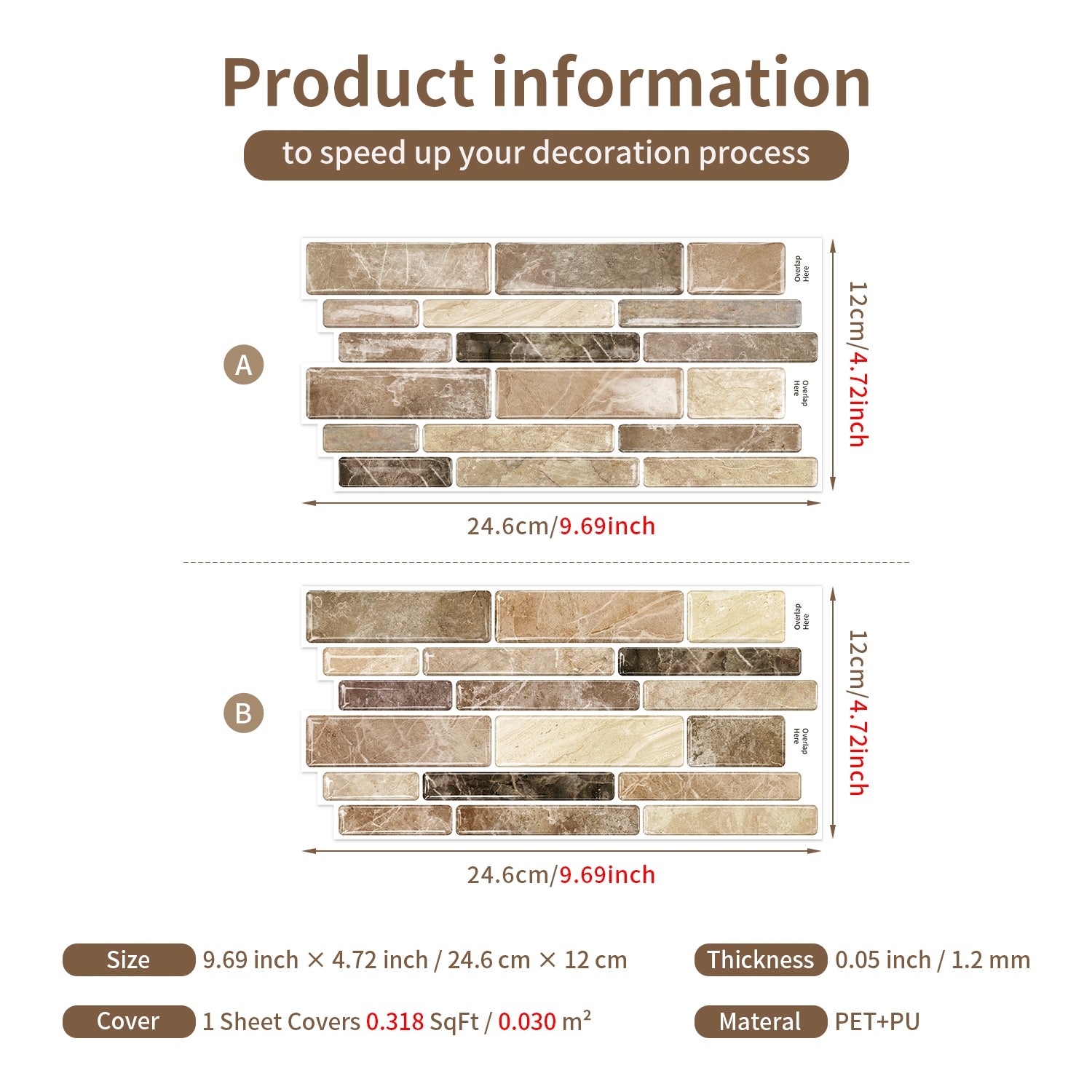 Desert Sand Marble 3D Gel Mosaic Tiles - Heat Resistant Stick on Splashback