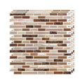 Linear Strip Mosaic Tiles - Brown Mix - 3D Textured Gel Stickers for Bathroom