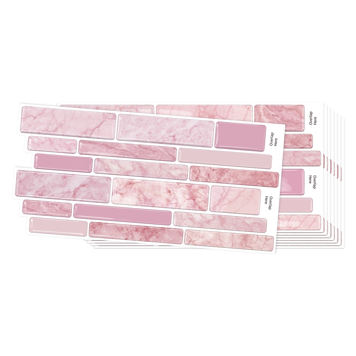 Blush Pink Marble 3D Gel Mosaic Tiles - Heat Resistant Stick on Splashback
