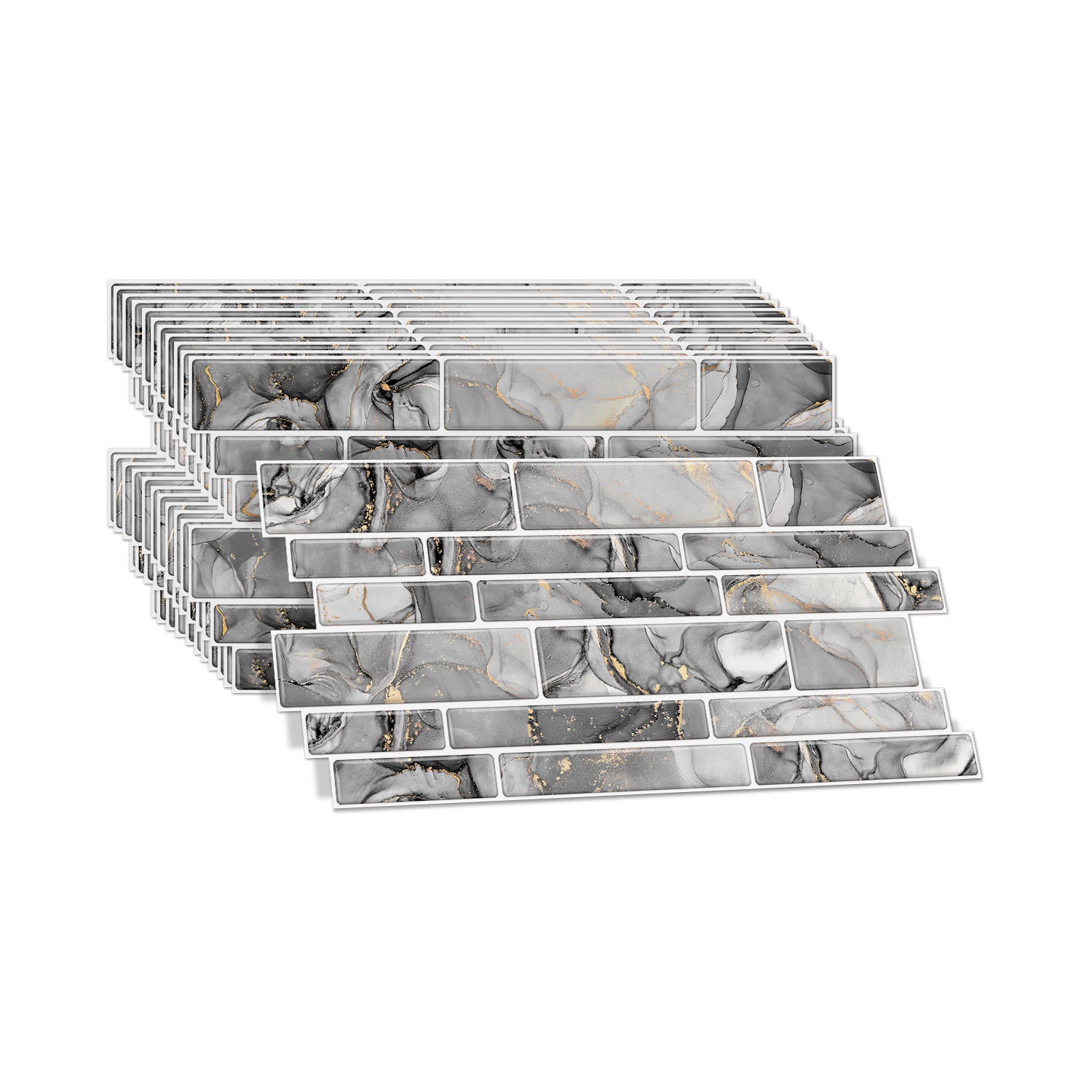 Linear Mosaic Tile Stickers - Rock Gray - High Gloss Crystal Film