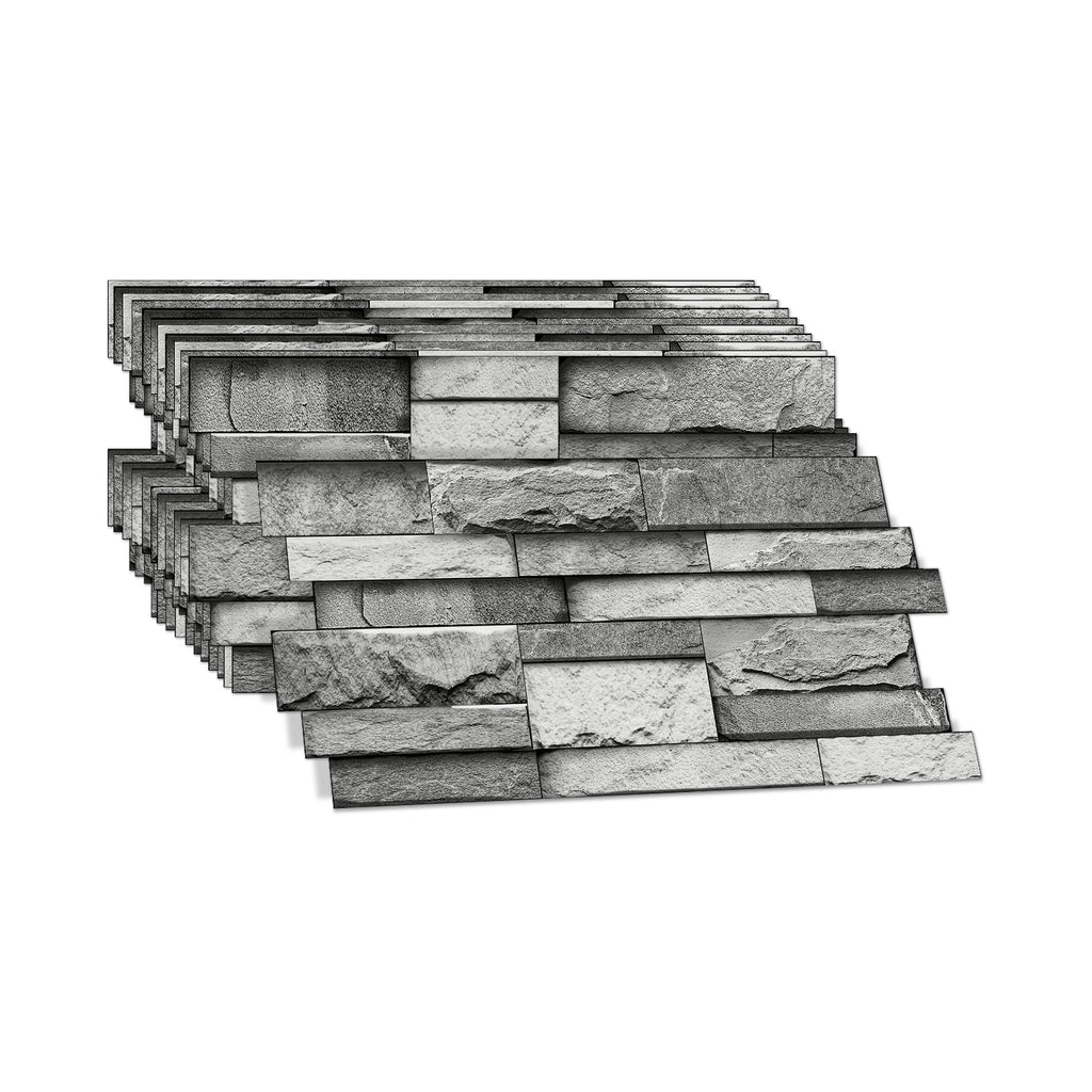 Linear Mosaic Tile Stickers - Dark Gray - High Gloss Crystal Film