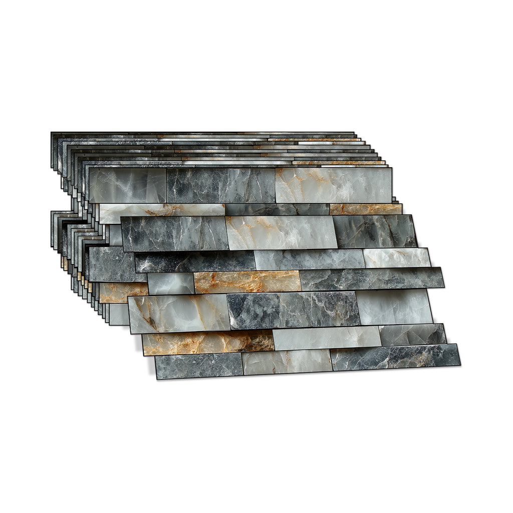 Linear Mosaic Tile Stickers - Bronze Black - High Gloss Crystal Film