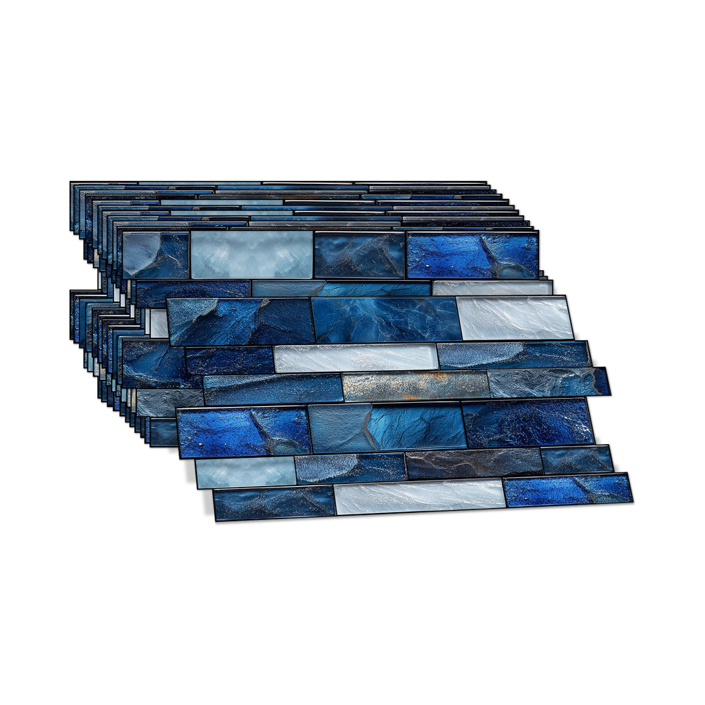 Linear Mosaic Tile Stickers - Sapphire Blue - High Gloss Crystal Film