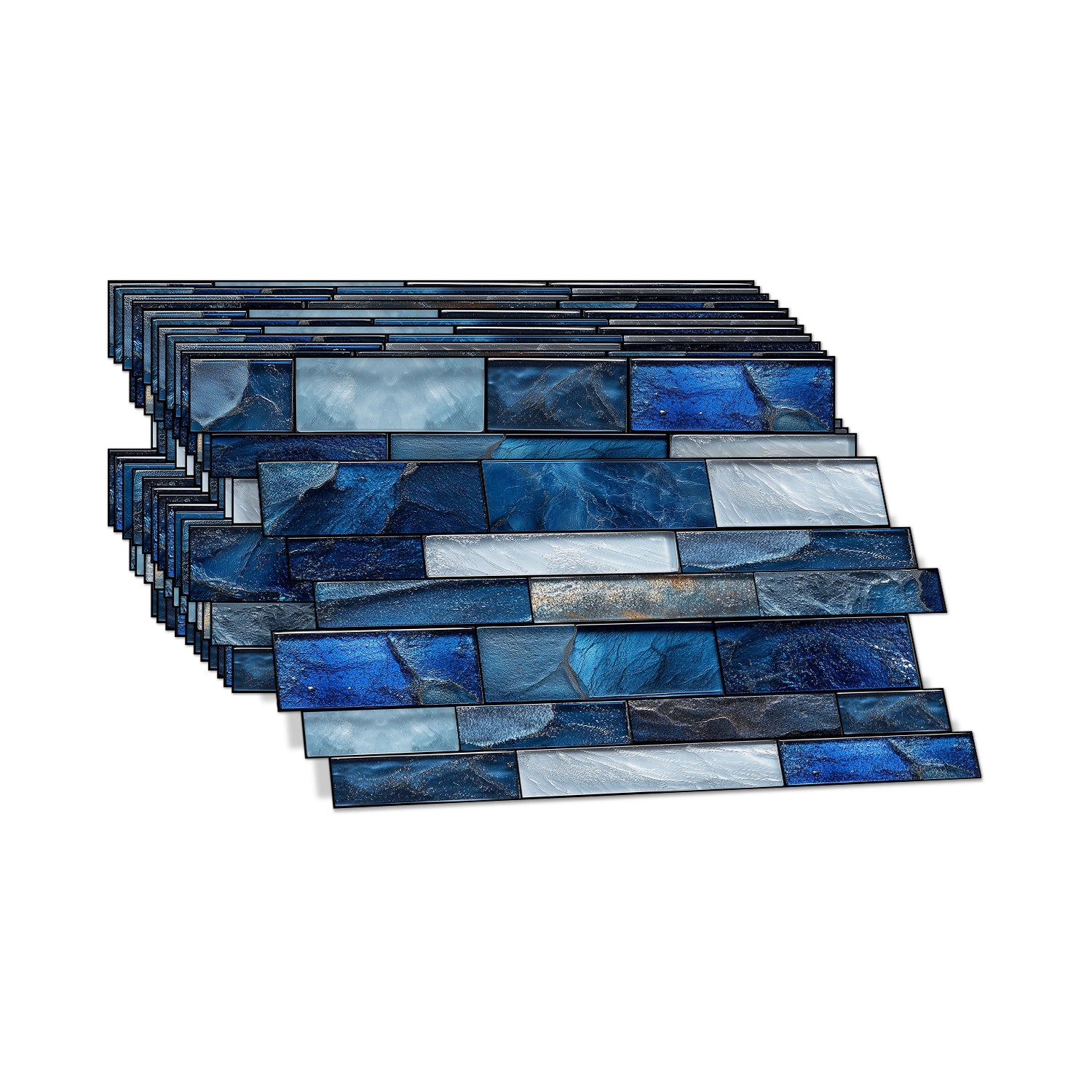 Linear Mosaic Tile Stickers - Sapphire Blue - High Gloss Crystal Film
