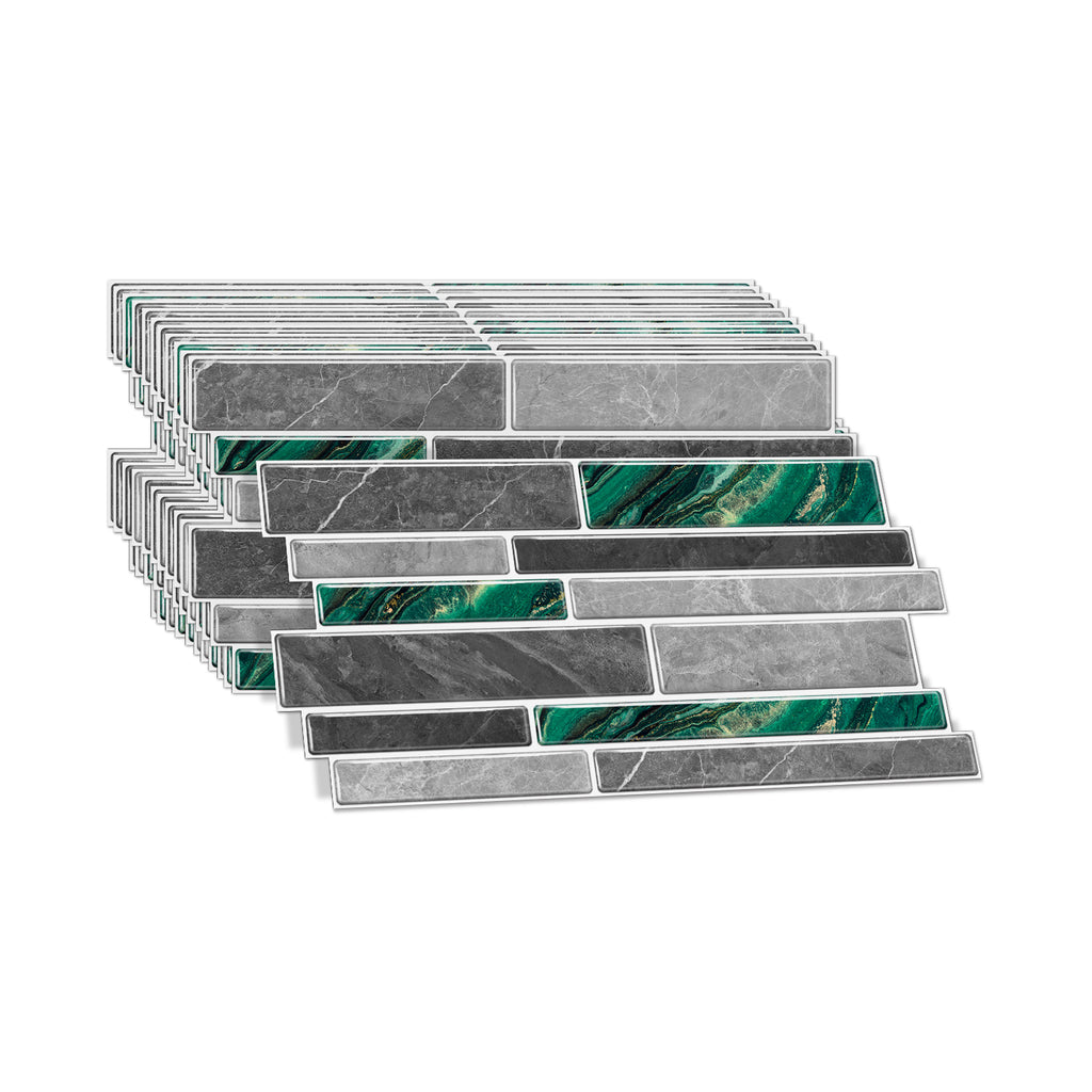 Linear Mosaic Tile Stickers - Green Stone - High Gloss Crystal Film