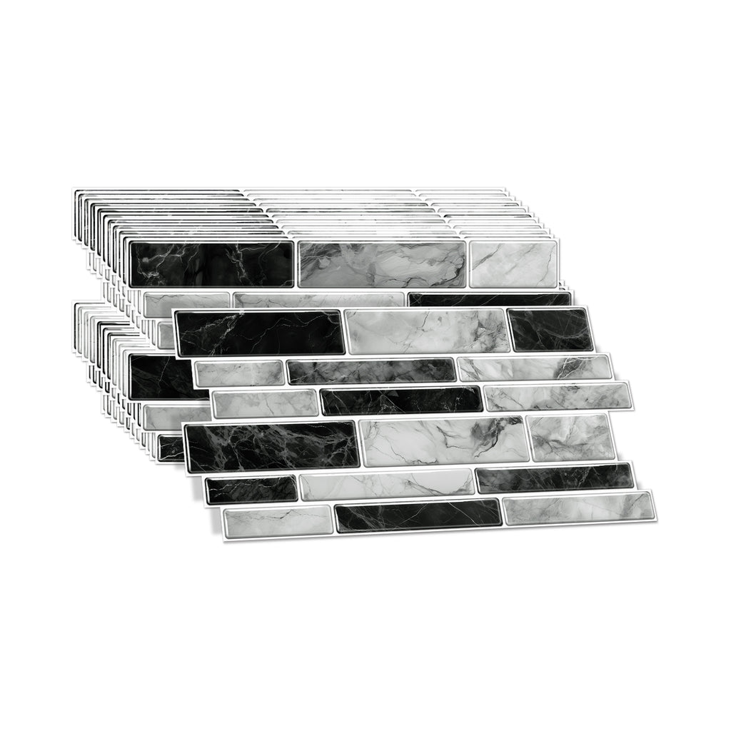 Linear Mosaic Tile Stickers - Black & White - High Gloss Crystal Film