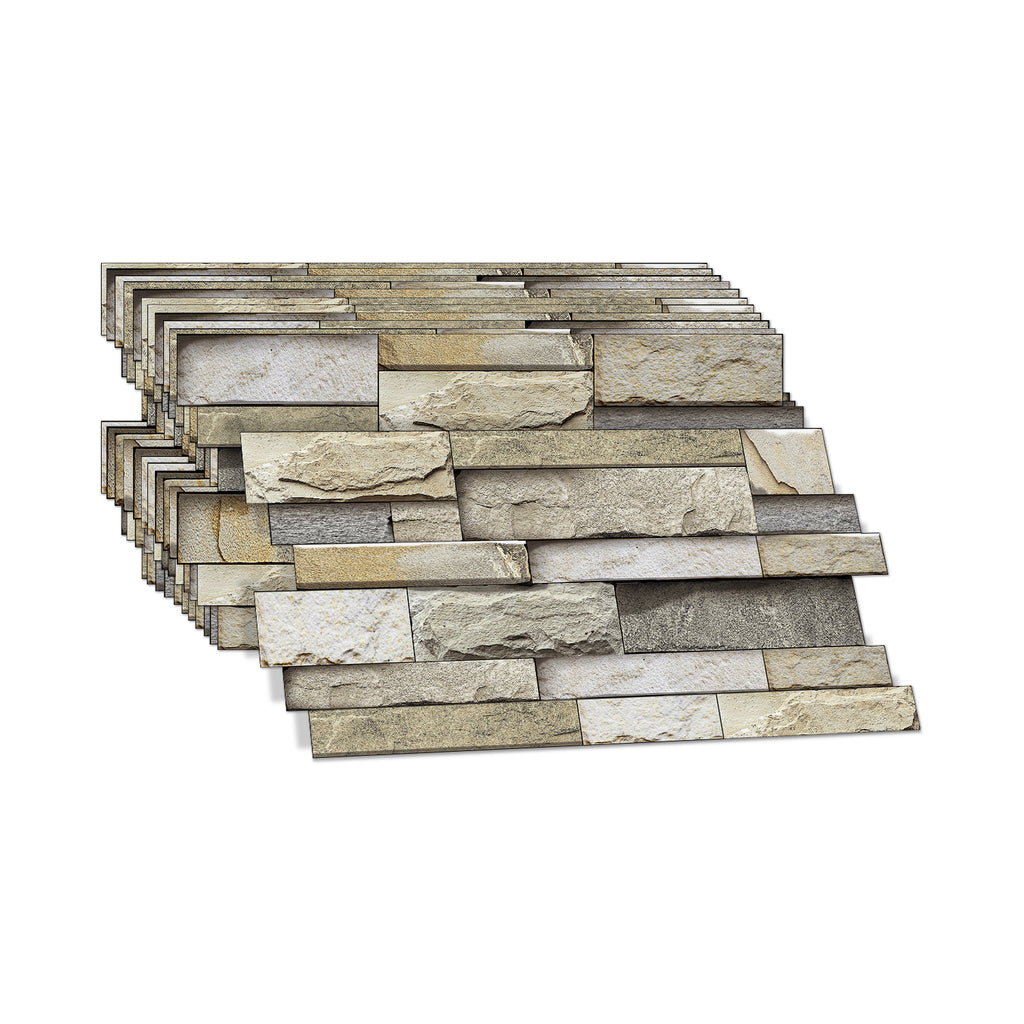 Linear Mosaic Tile Stickers - Beige Brick - High Gloss Crystal Film