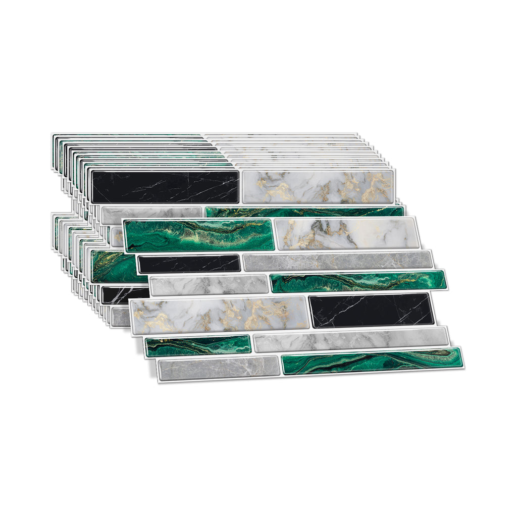 Linear Mosaic Tile Stickers - Gray Green - High Gloss Crystal Film