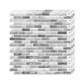 Linear Strip Mosaic Tiles - Gray & White Mix - 3D Textured Gel Stickers for Bathroom