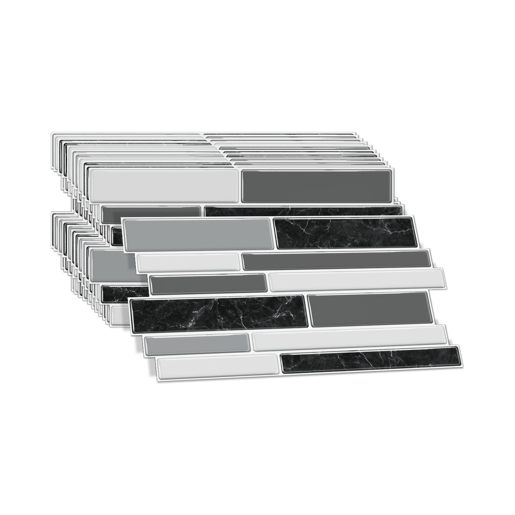 Linear Mosaic Tile Stickers - Gray Black - High Gloss Crystal Film