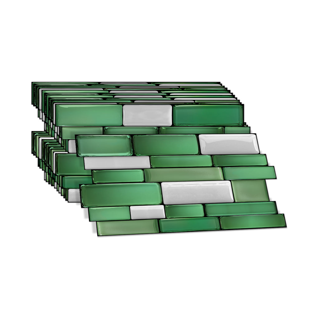 Linear Mosaic Tile Stickers - Emerald Green - High Gloss Crystal Film