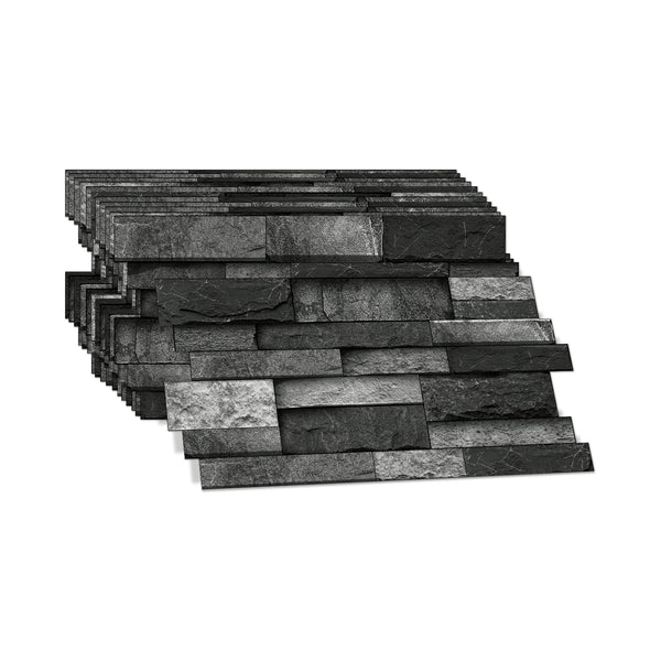 Linear Mosaic Tile Stickers - Charcoal Black - High Gloss Crystal Film