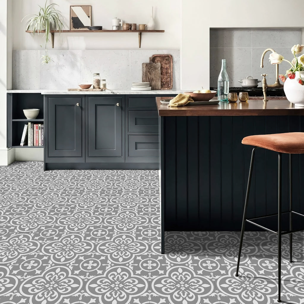 Vinyl Floor Tiles - Antique Slate - Non-Slip Peel and Stick Flooring