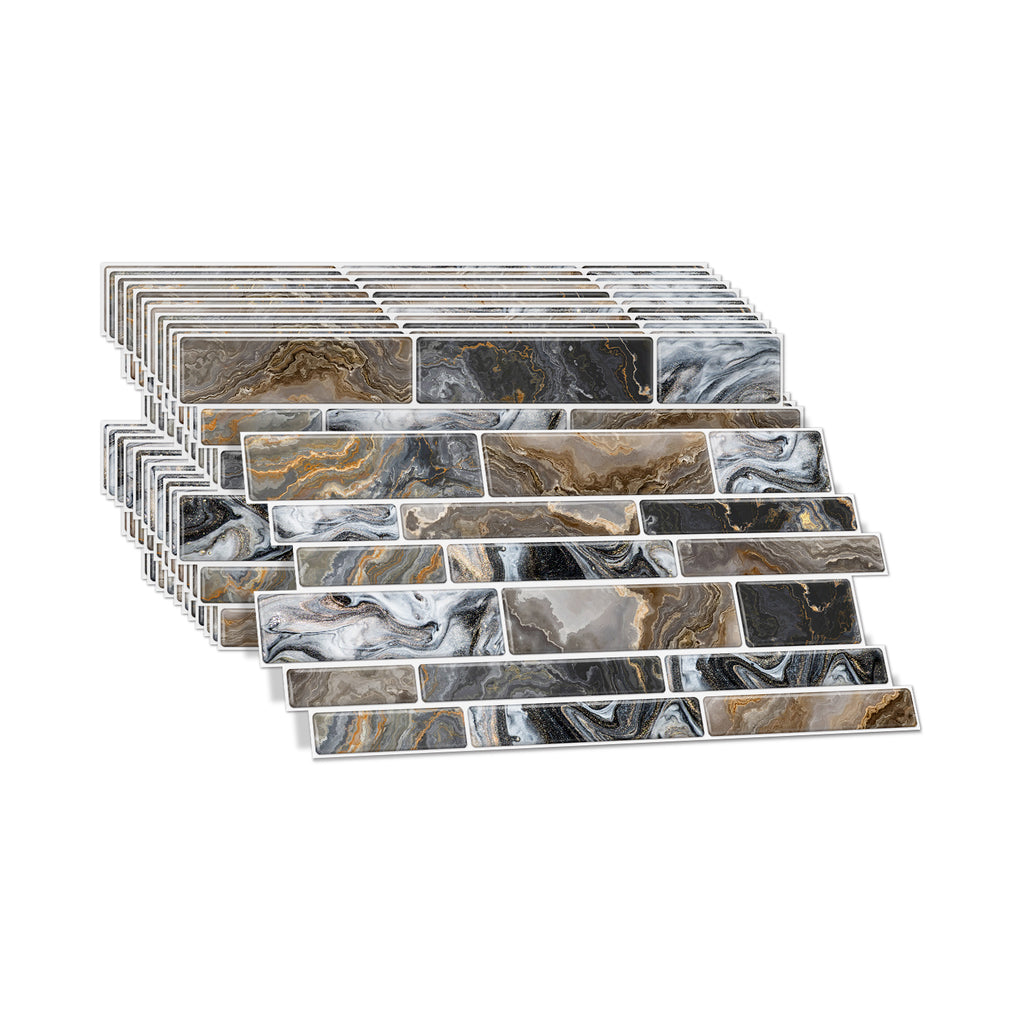 Linear Mosaic Tile Stickers - Grey Brown - High Gloss Crystal Film