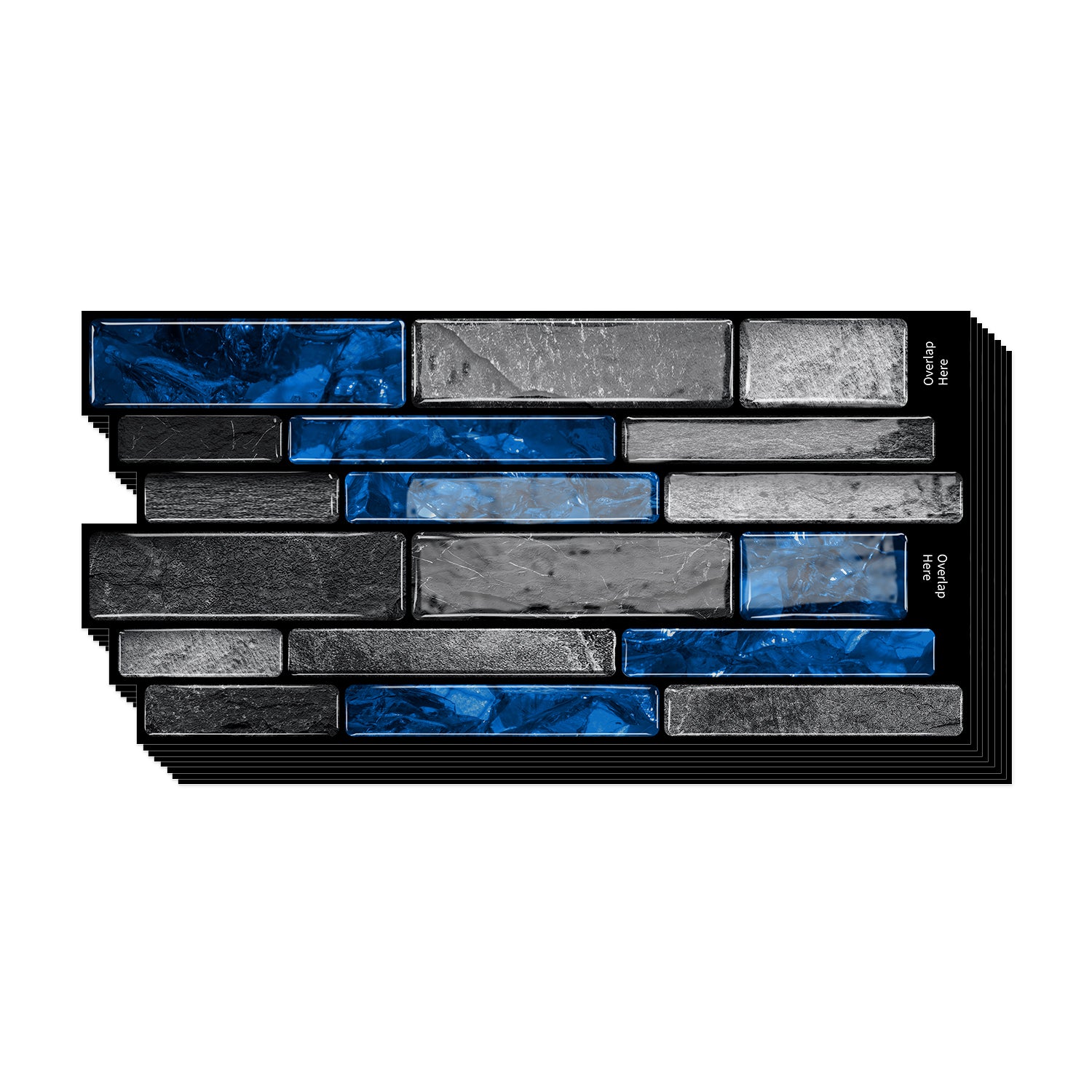 Midnight Blue Slate Faux Stone Gel Tiles - 3D Peel and Stick Splashback