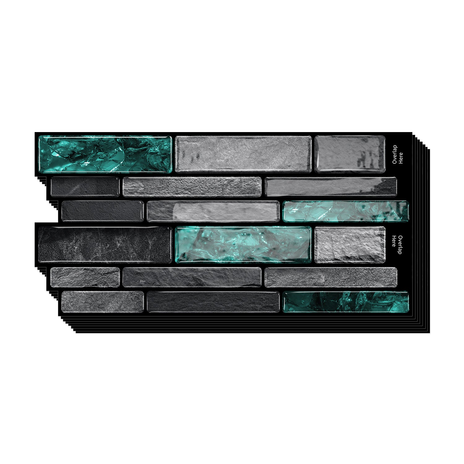Emerald Green Slate Faux Stone Gel Tiles - 3D Peel and Stick Splashback
