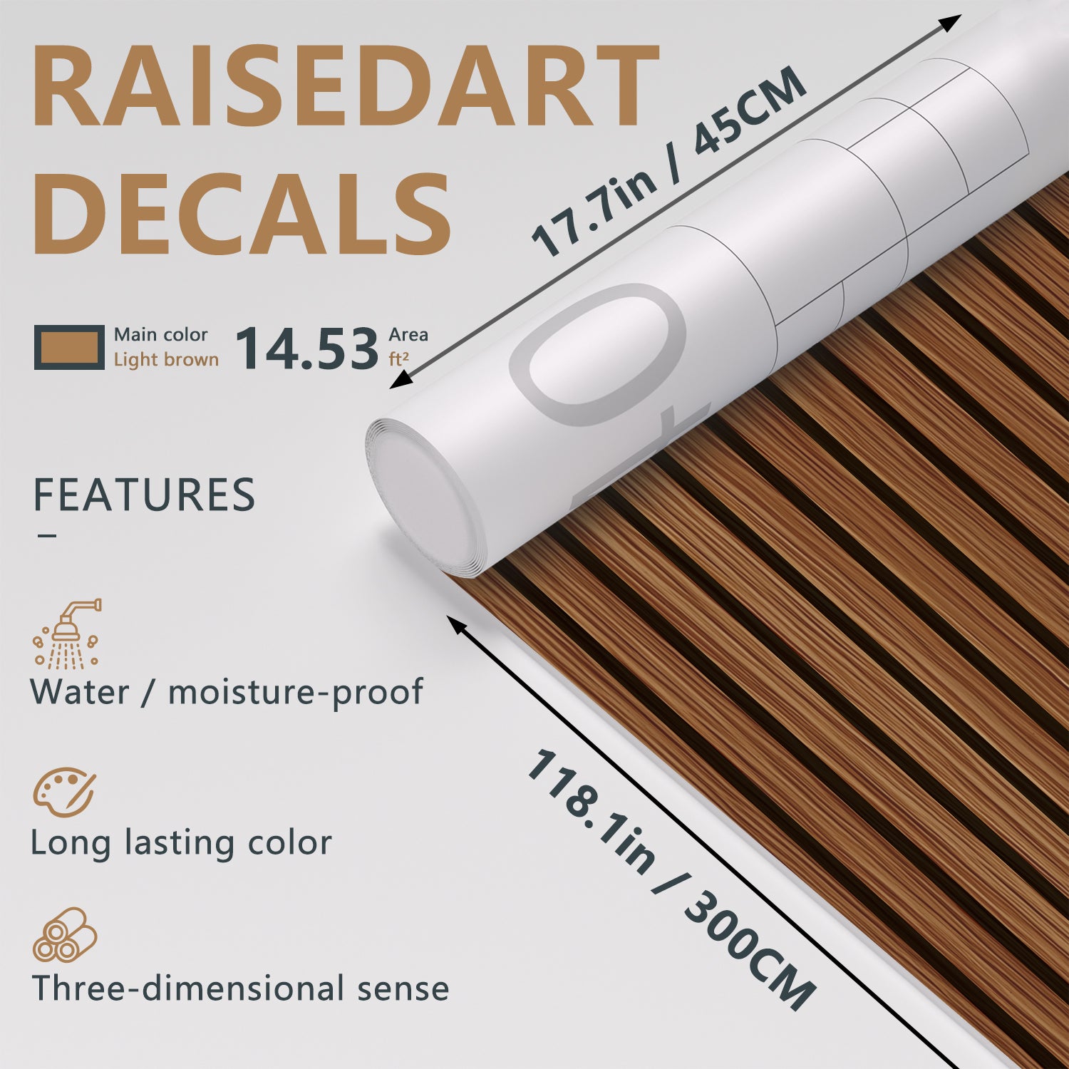 Sticky Back Plastic Vinyl Wrap - Antique Teak - For Furniture & Kitchen Cupboards