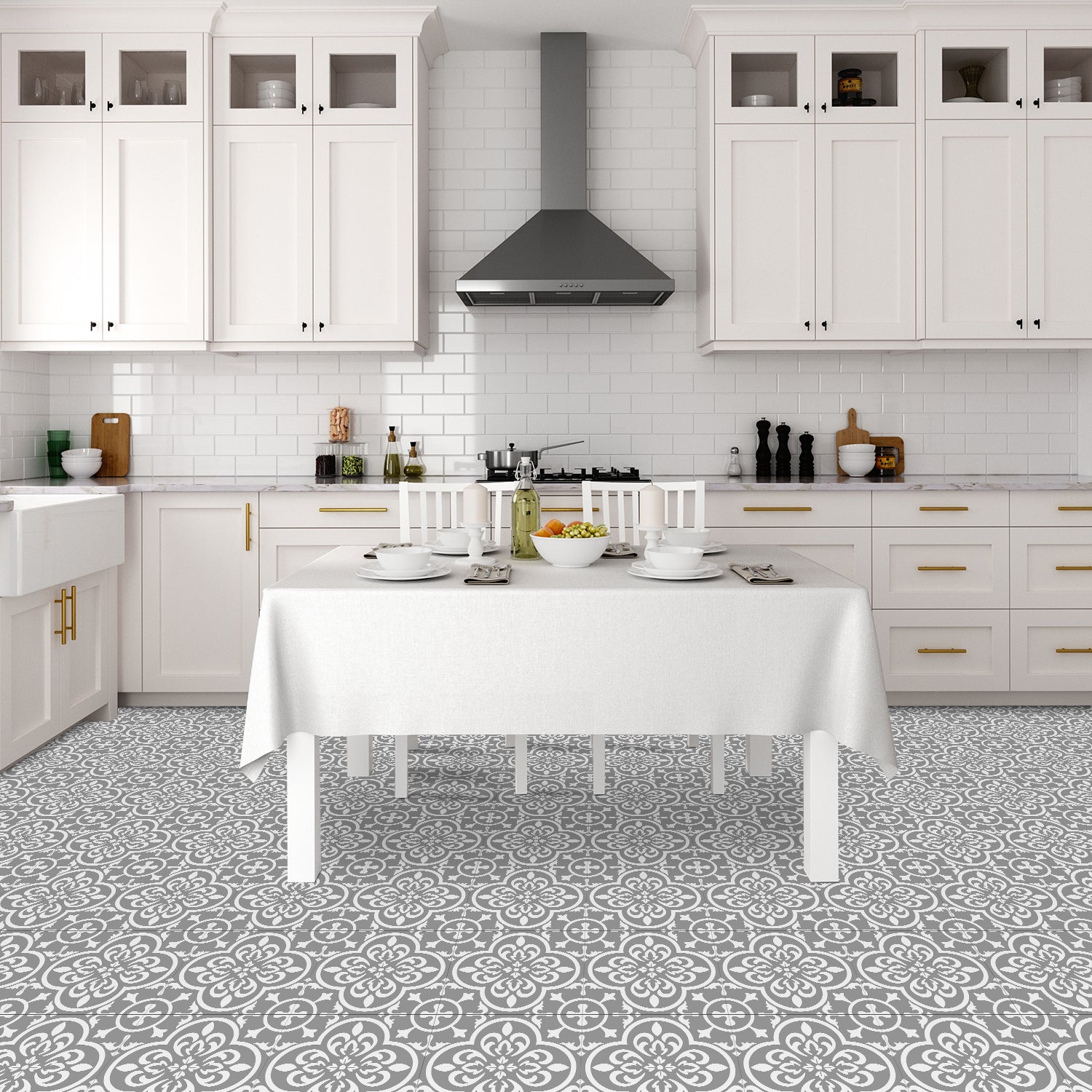 Vinyl Floor Tiles - Antique Slate - Non-Slip Peel and Stick Flooring