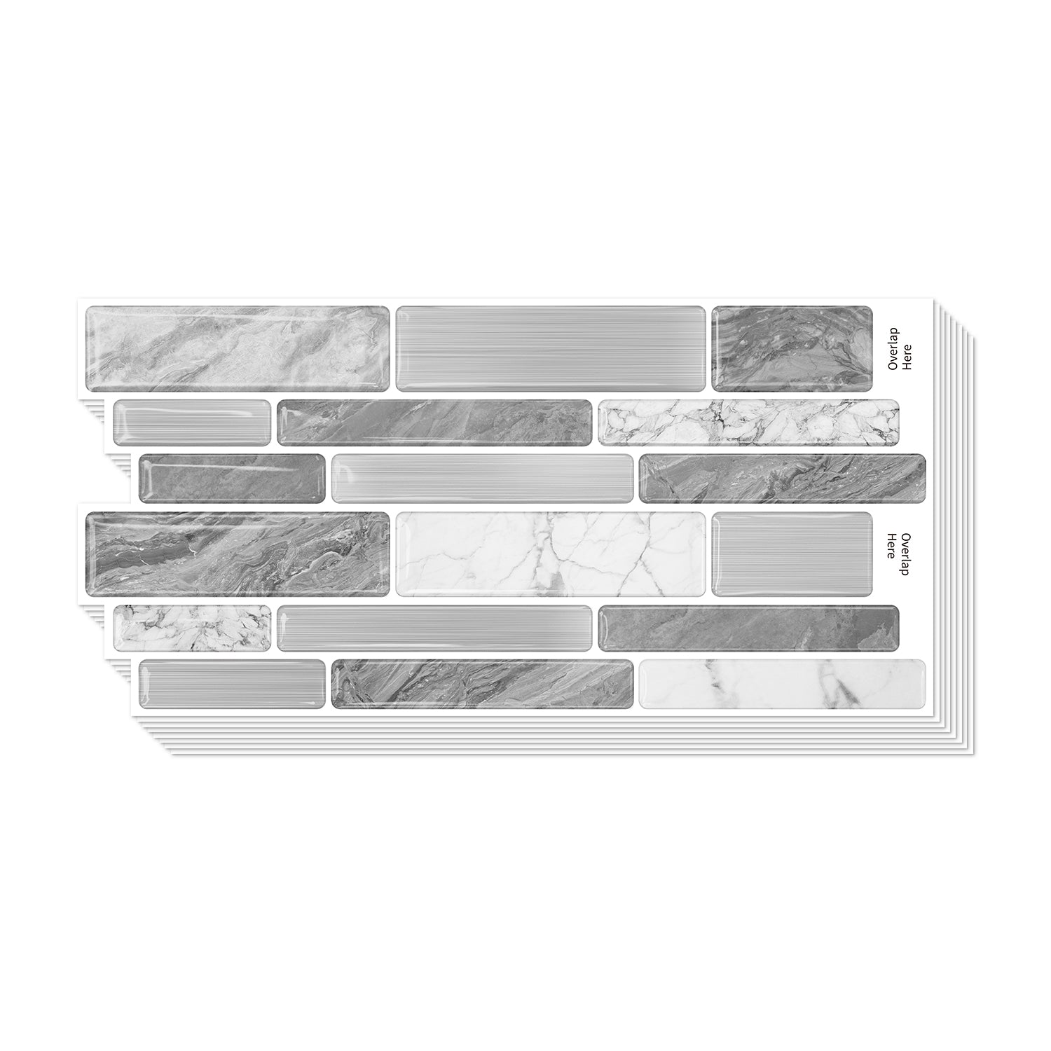 Silver Grey Marble 3D Gel Mosaic Tiles - Heat Resistant Stick on Splashback