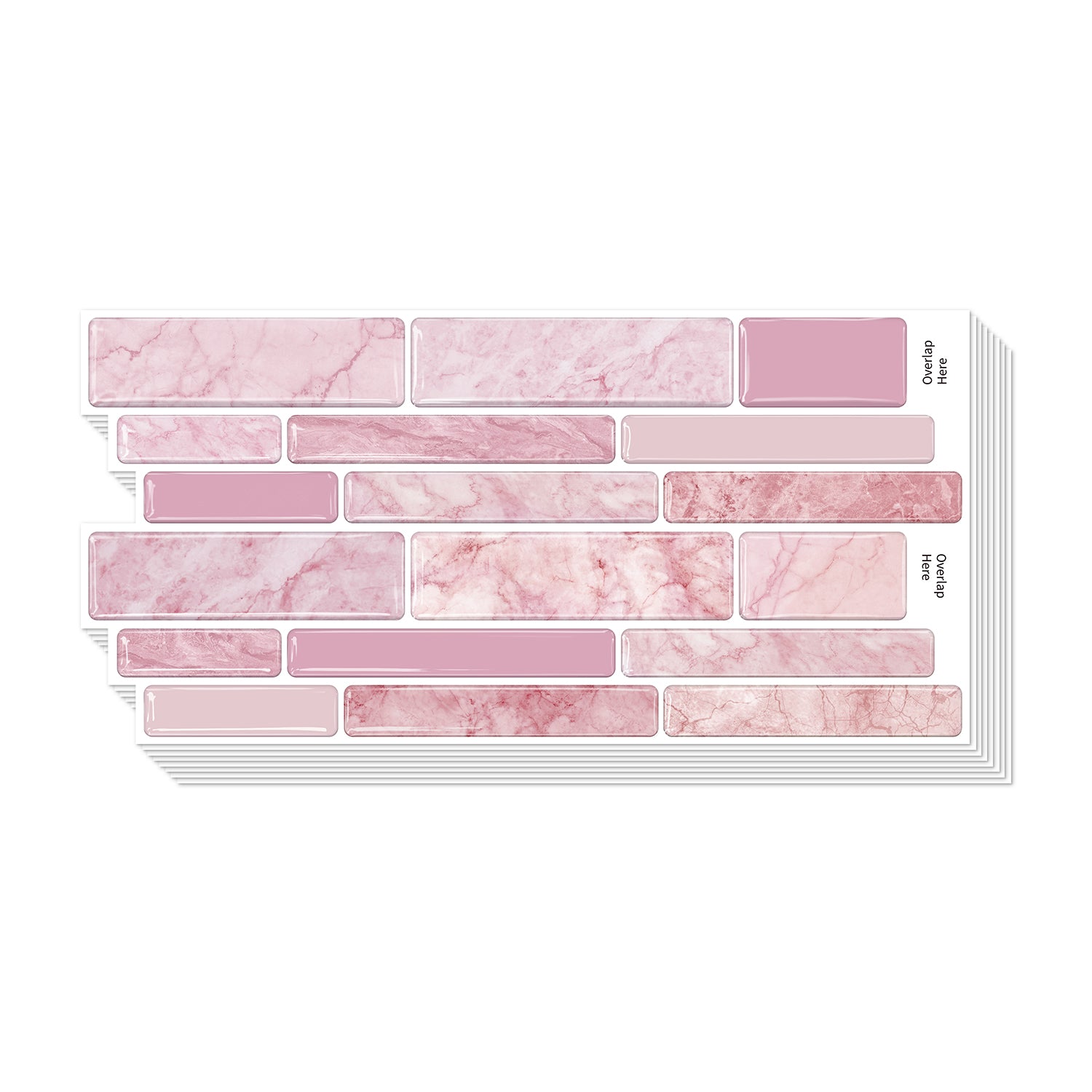 Blush Pink Marble 3D Gel Mosaic Tiles - Heat Resistant Stick on Splashback