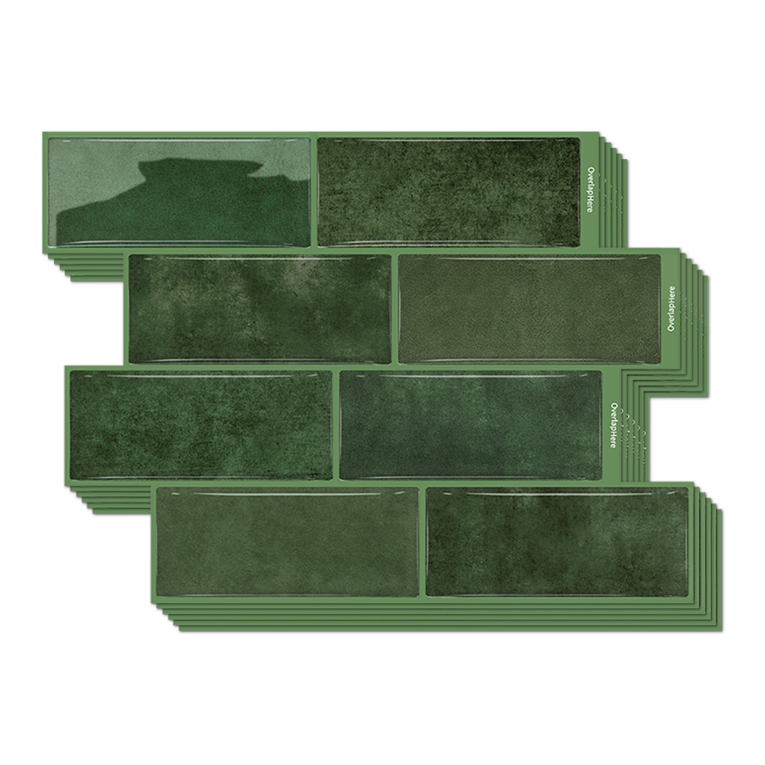 High Gloss 3D Metro Tiles - Vintage Green - Self Adhesive Bathroom & Kitchen Splashback