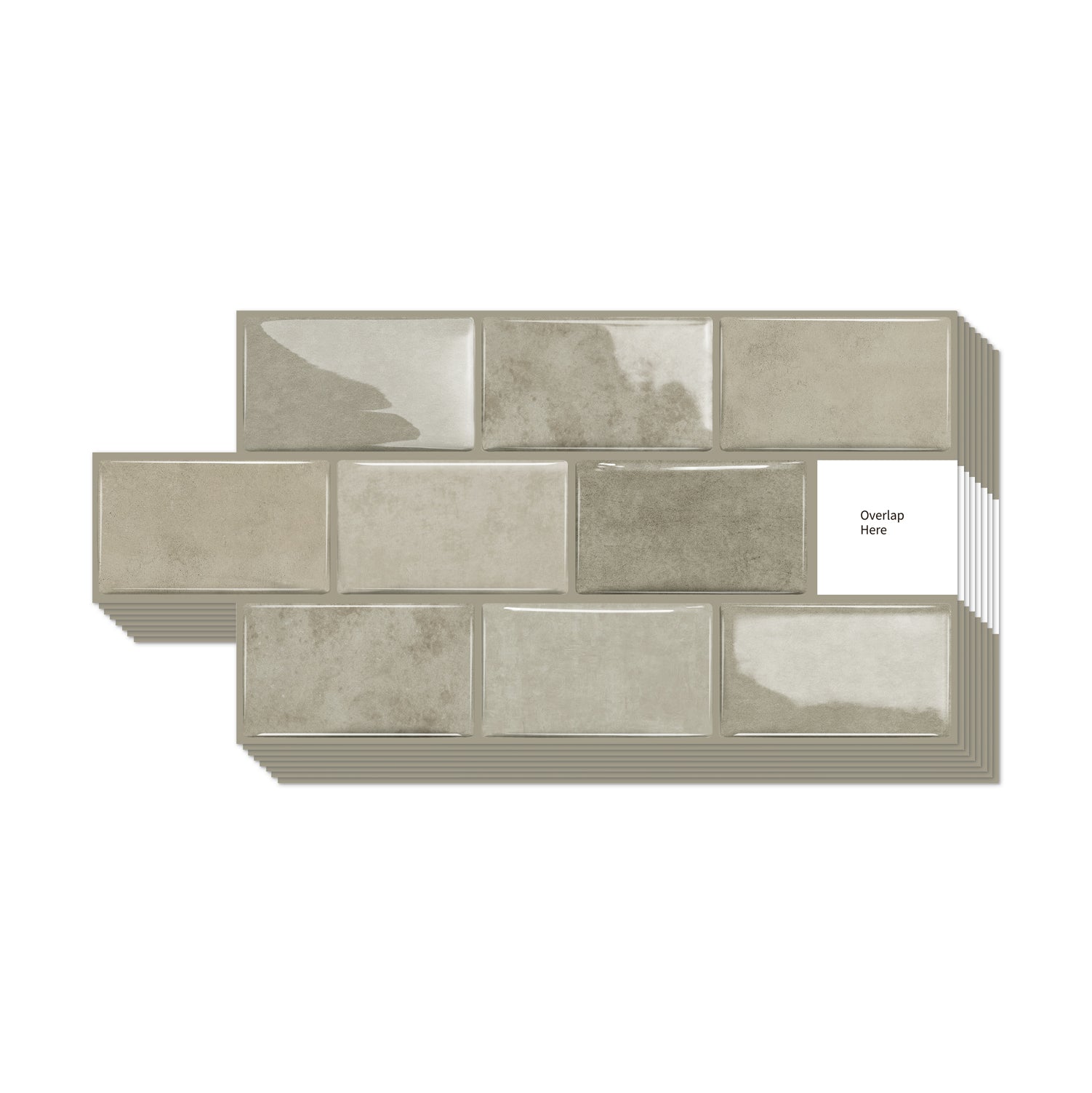 3D Gel Subway Tiles - Warm Taupe - Premium Peel and Stick Kitchen Splashback