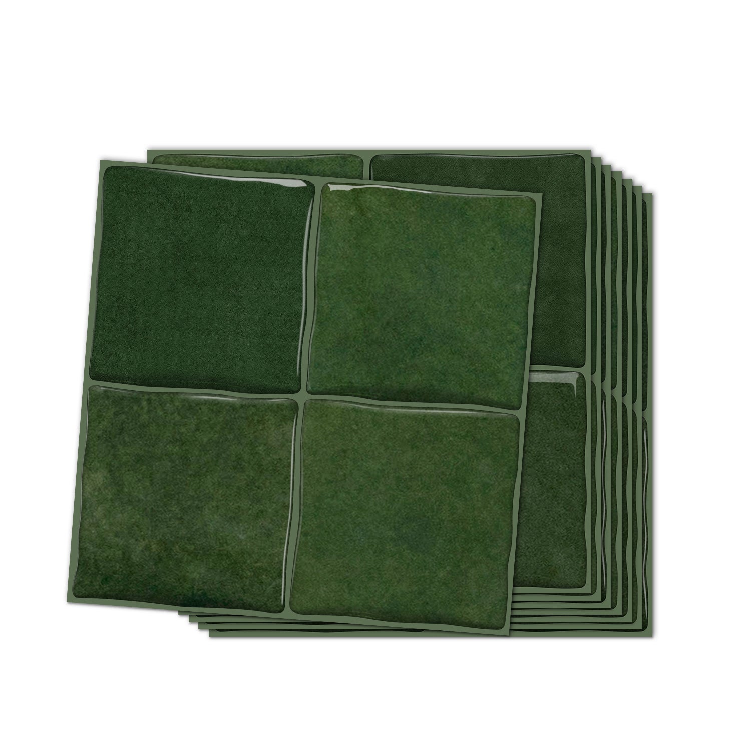 Vintage Green Square Grid Mosaic Tiles - 3D Gel Peel and Stick Splashback