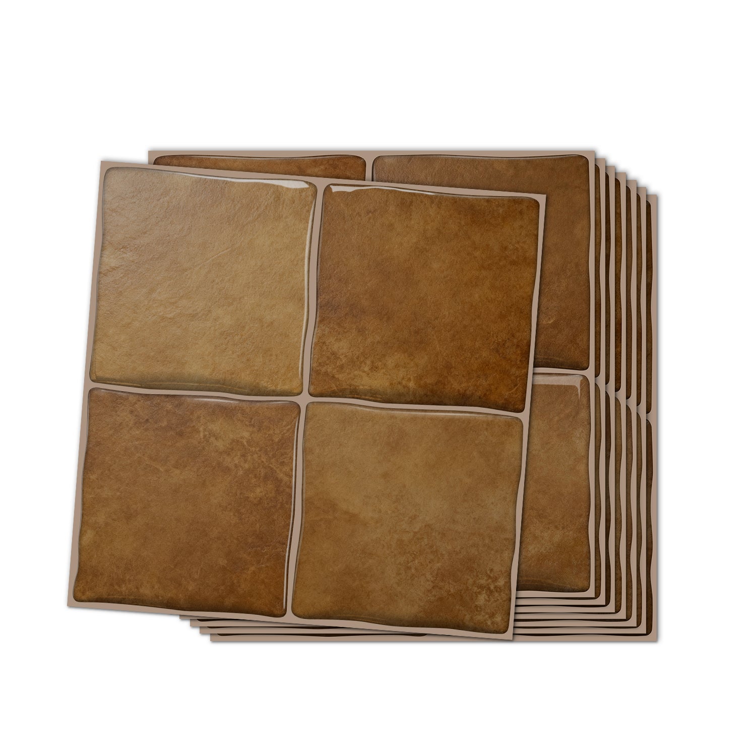 Amber Brown Square Grid Mosaic Tiles - 3D Gel Peel and Stick Splashback