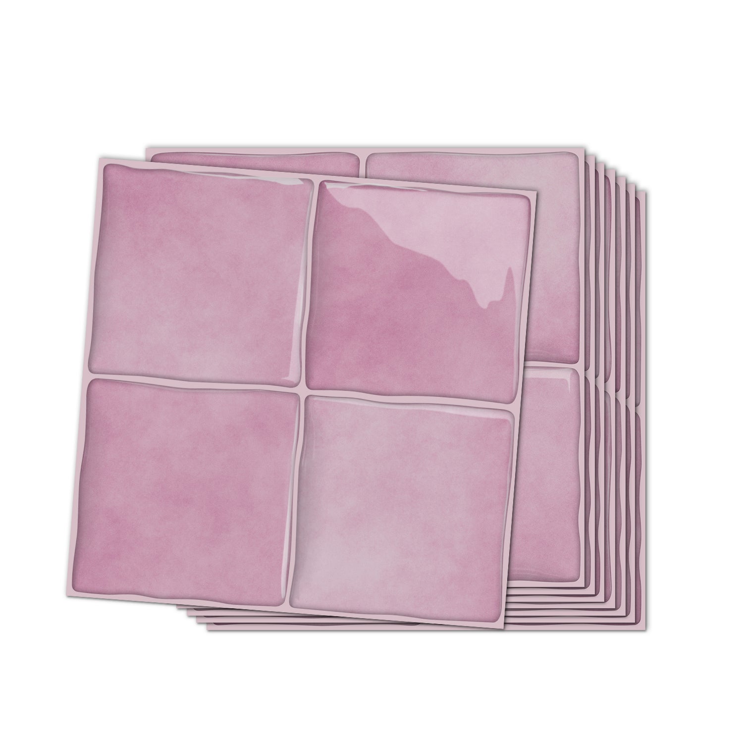 Rose Pink Square Grid Mosaic Tiles - 3D Gel Peel and Stick Splashback