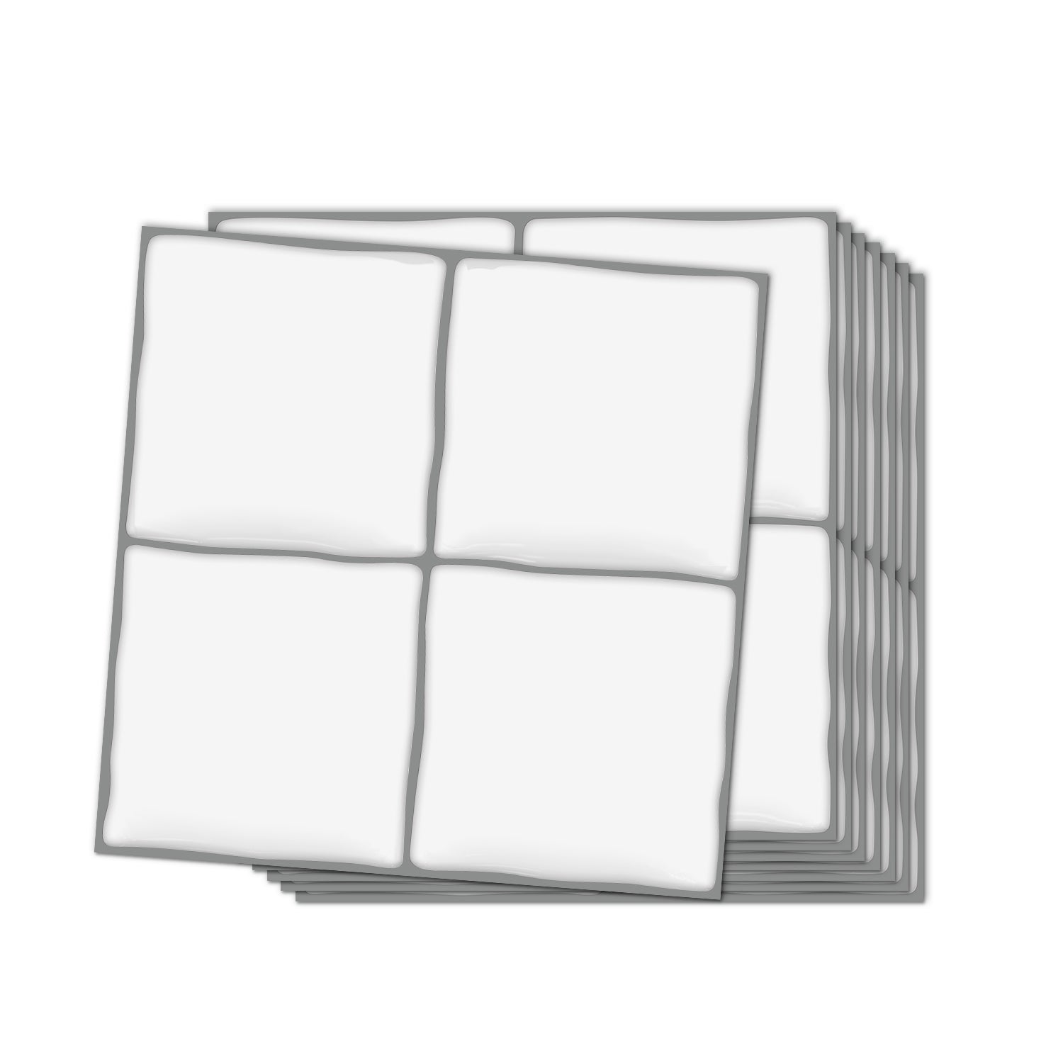 Classic White Square Grid Mosaic Tiles - 3D Gel Peel and Stick Splashback