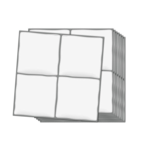 Classic White Square Grid Mosaic Tiles - 3D Gel Peel and Stick Splashback