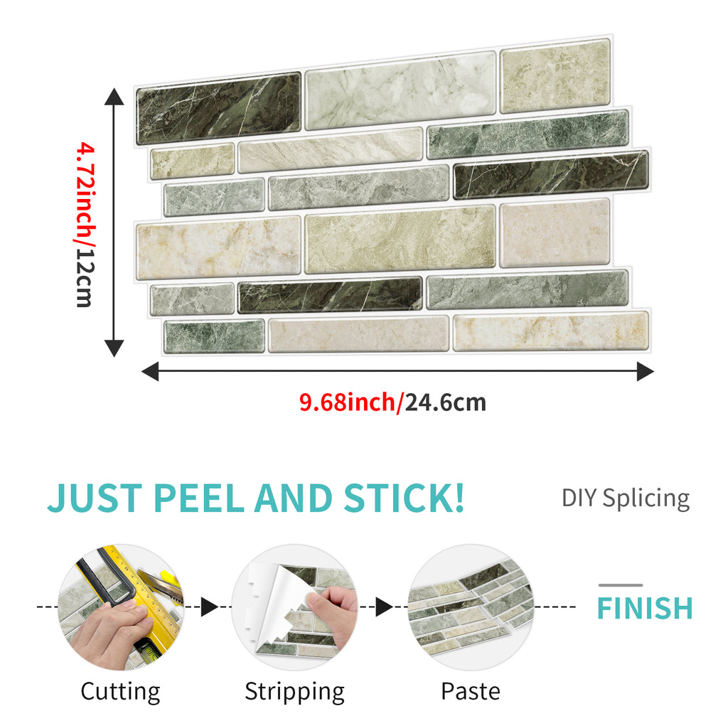 Linear Mosaic Tile Stickers - Slate Gray - High Gloss Crystal Film