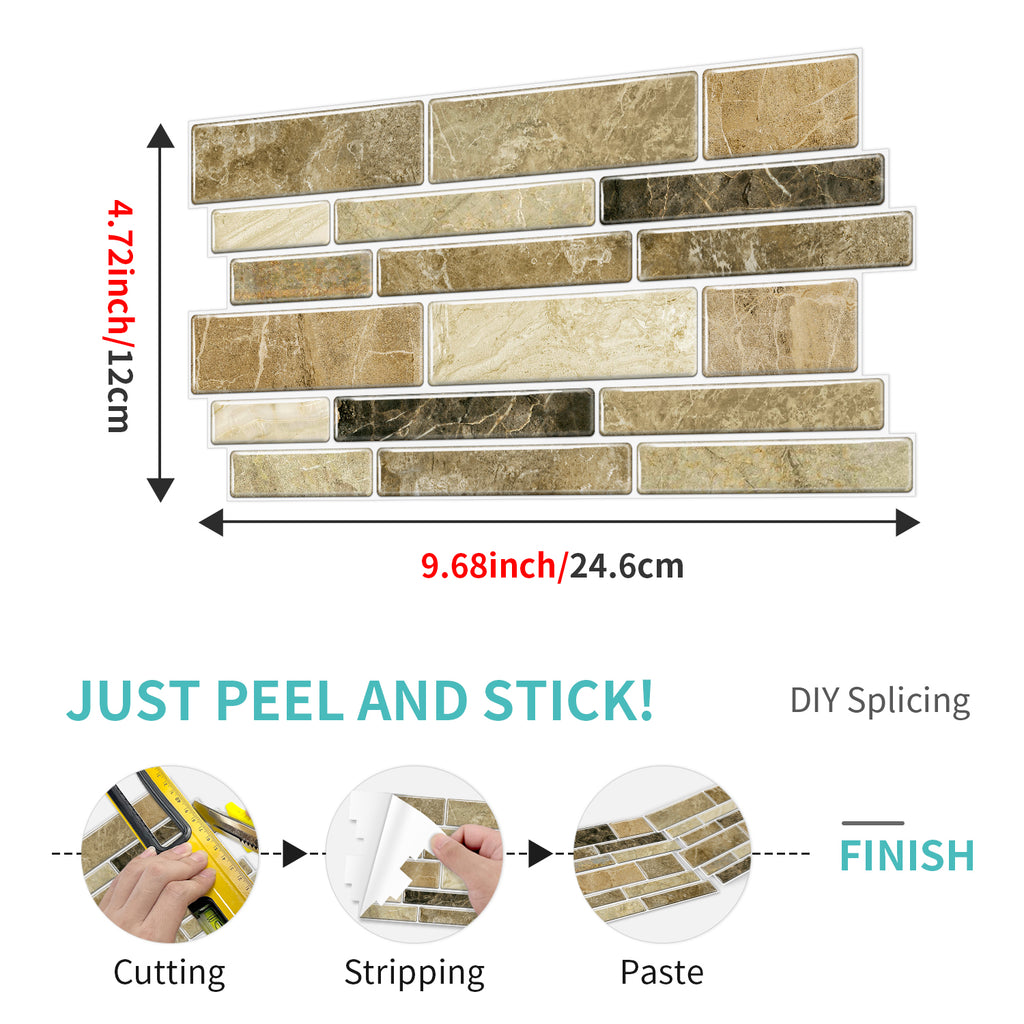 Linear Mosaic Tile Stickers - Warm Apricot - High Gloss Crystal Film