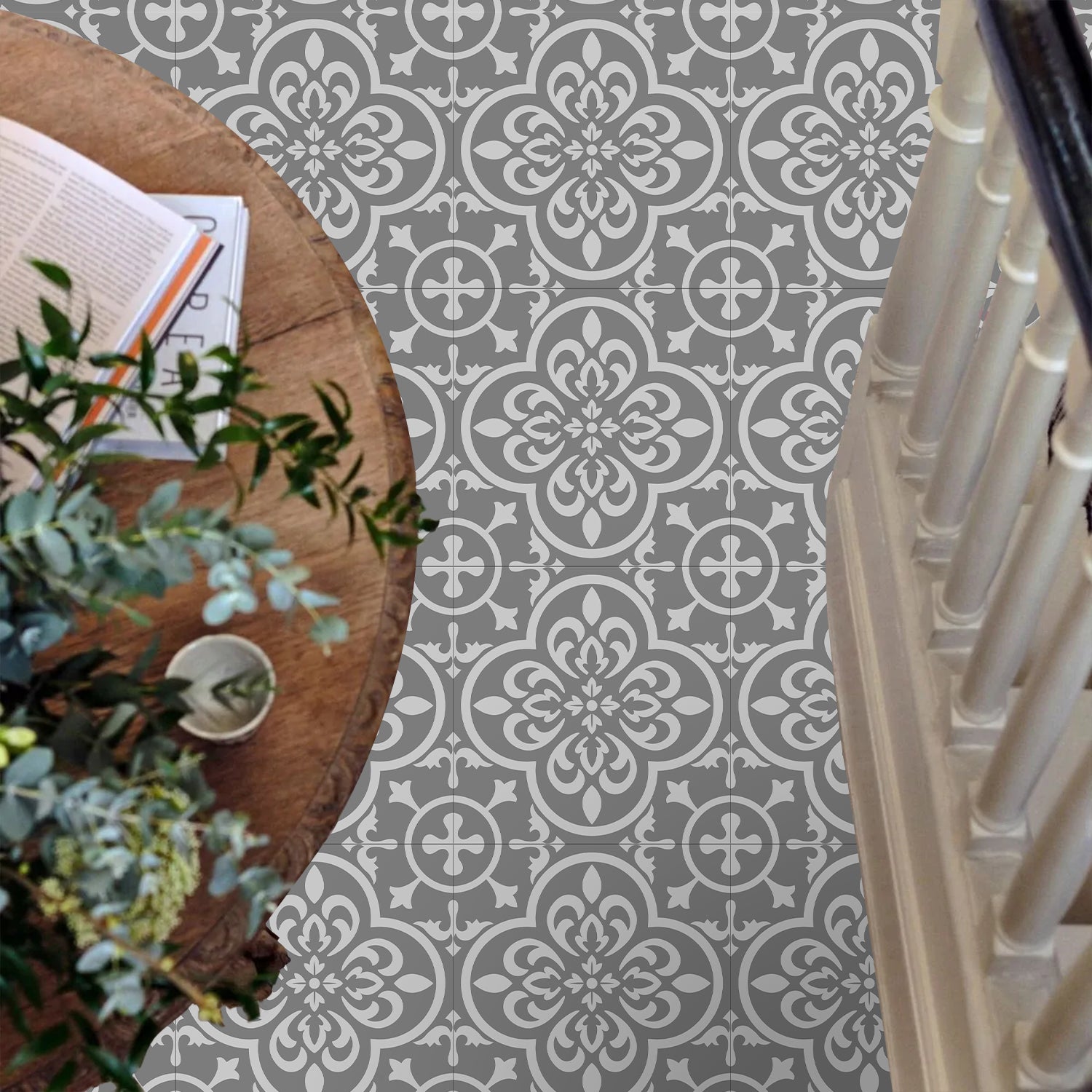 Vinyl Floor Tiles - Antique Slate - Non-Slip Peel and Stick Flooring